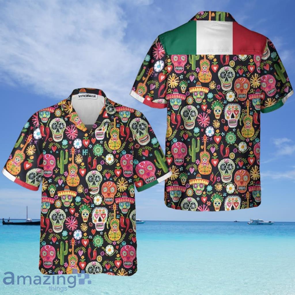 Viva Mexico Day Of The Dead Sugar Skull Hawaiian Shirt, Guitar And Mexican Sugar Skull Shirt, Day Of The Dead Gift - Viva Mexico Day Of The Dead Sugar Skull Hawaiian Shirt, Guitar And Mexican Sugar Skull Shirt, Day Of The Dead Gift