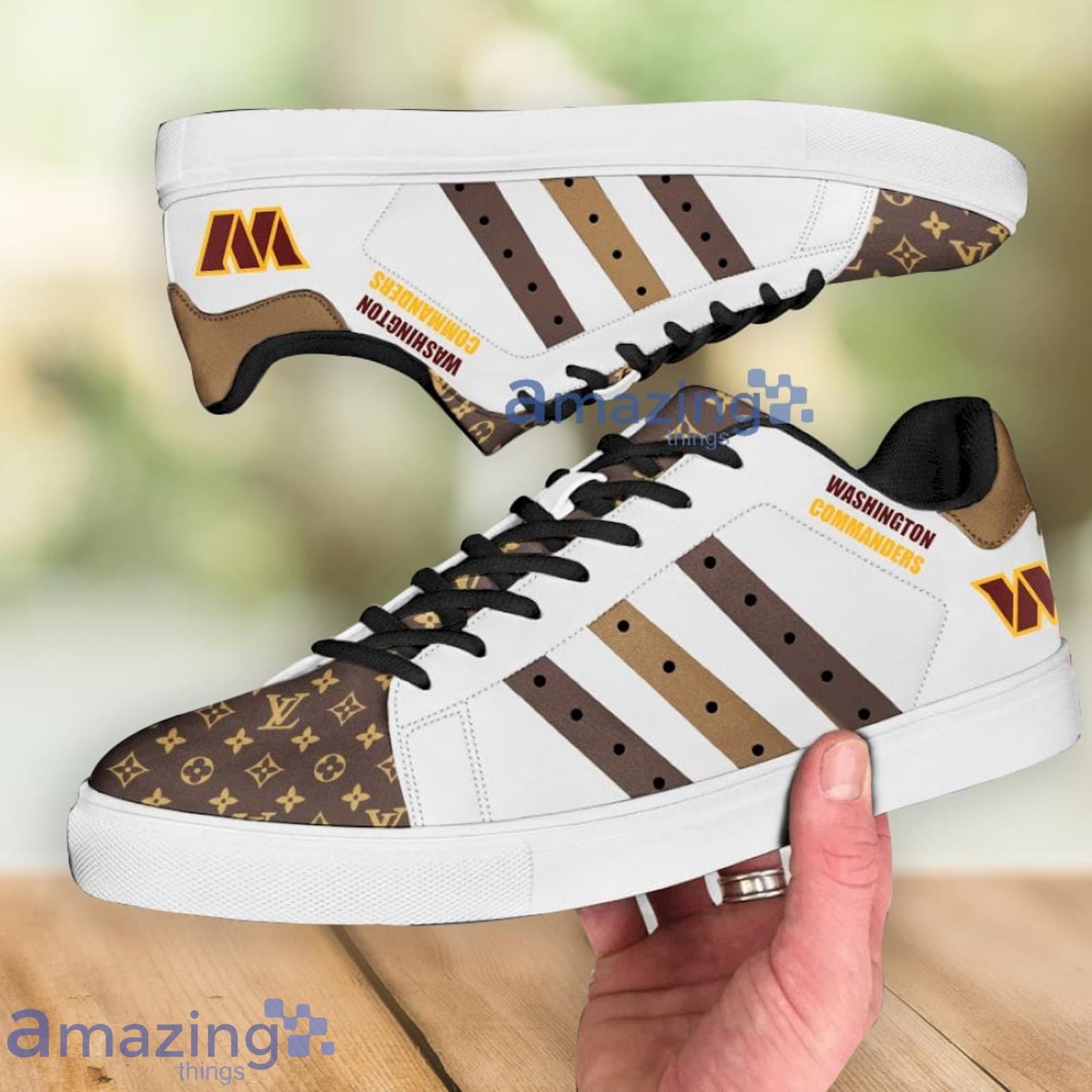 Washington Commanders LV Luxury Low Top Skate Sneakers Shoes Product Photo 1