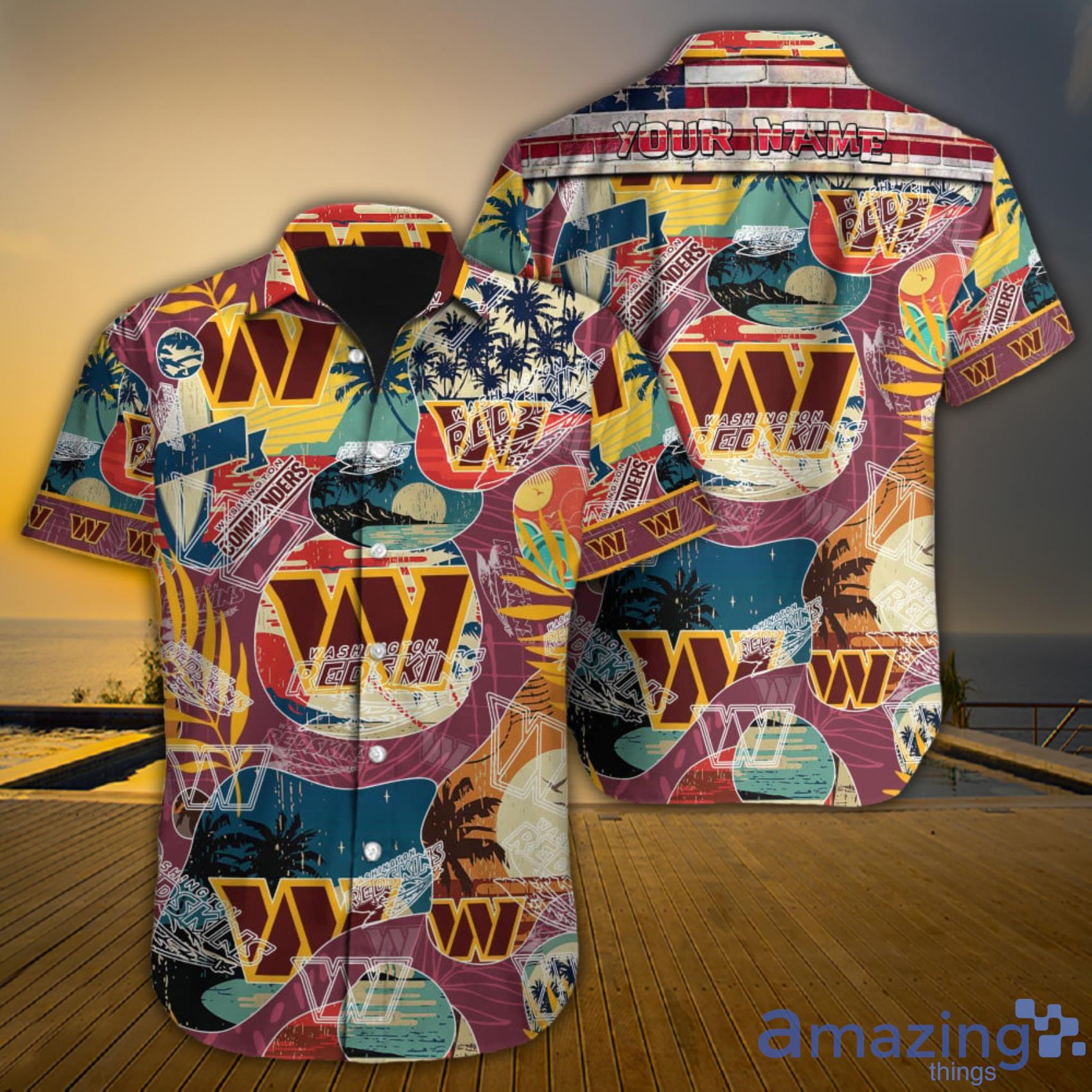 Washington Commanders NFL Flag US Background Hawaiian Shirt For