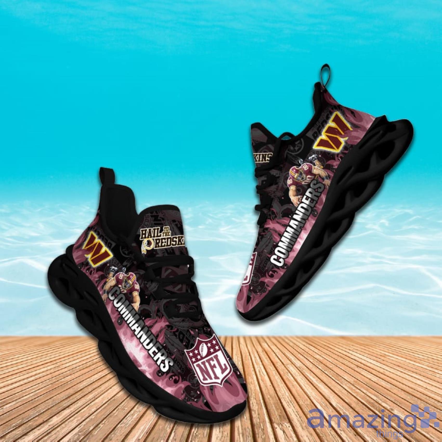 Washington Commanders NFL Fire Flame Pattern Max Soul Shoes Gift For Fans Product Photo 1