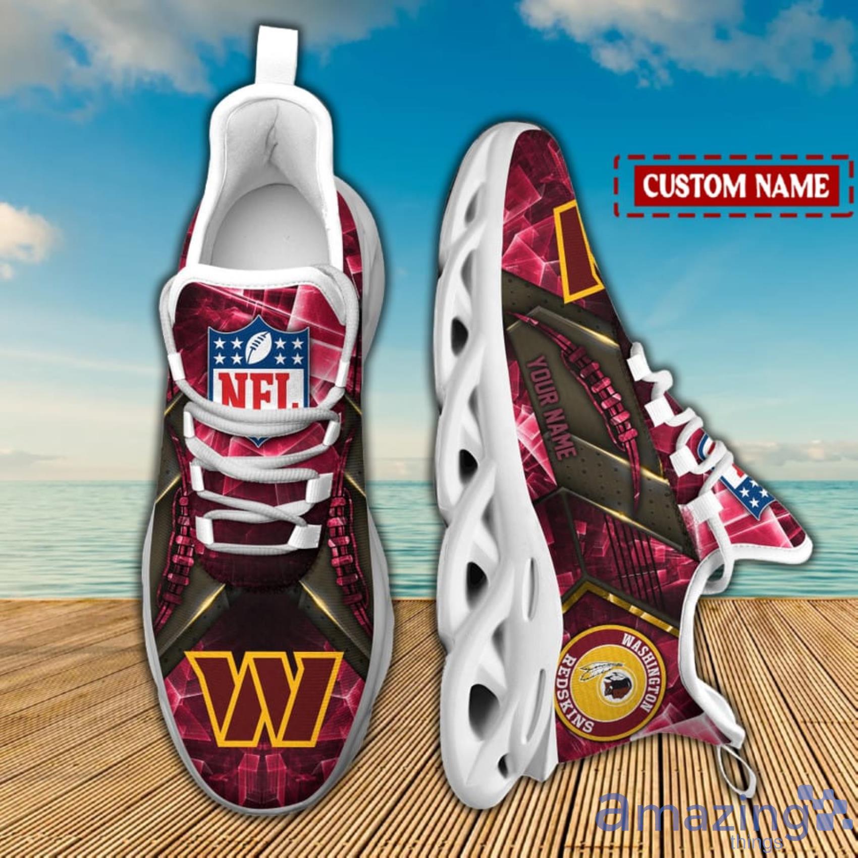 Washington Commanders NFL Light Abstract Pattern Custom Name Max Soul Shoes For Men And Women image Washington Commanders NFL Light Abstract Pattern Custom Name Max Soul Shoes For Men And Women Product Photo 2