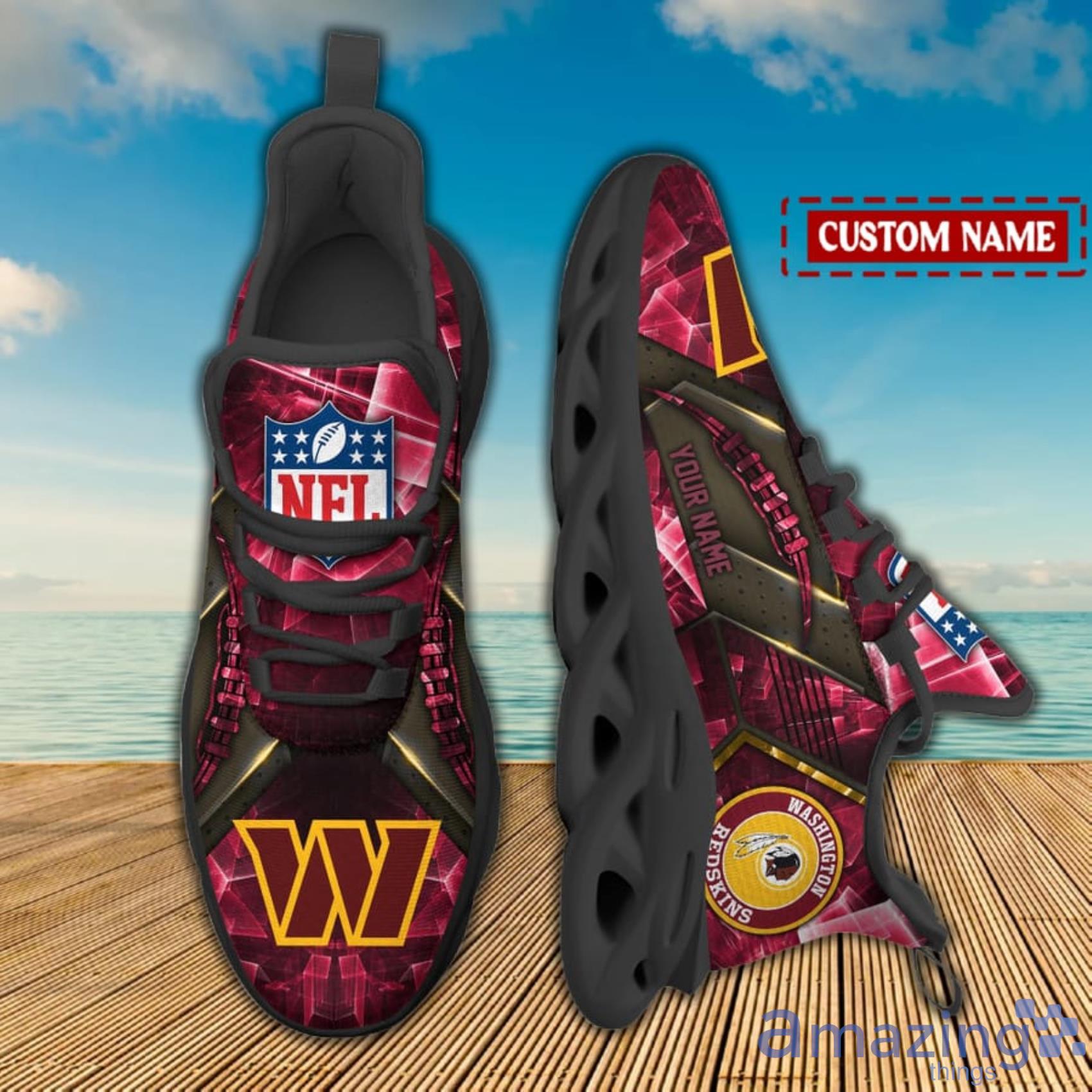 Washington Commanders NFL Light Abstract Pattern Custom Name Max Soul Shoes For Men And Women Product Photo 1