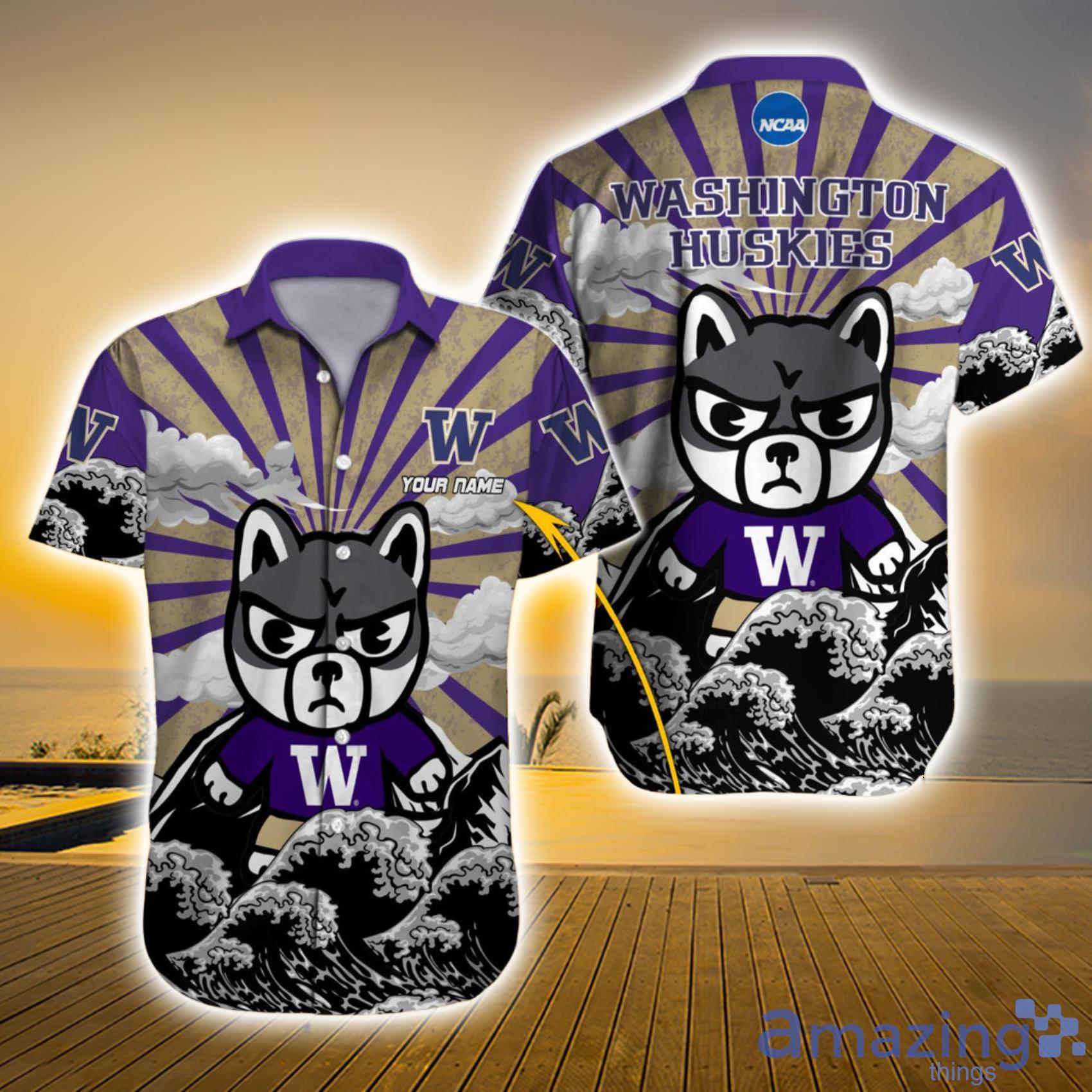 Washington Huskies NCAA Custom Name Wave And Sun Vintage Short