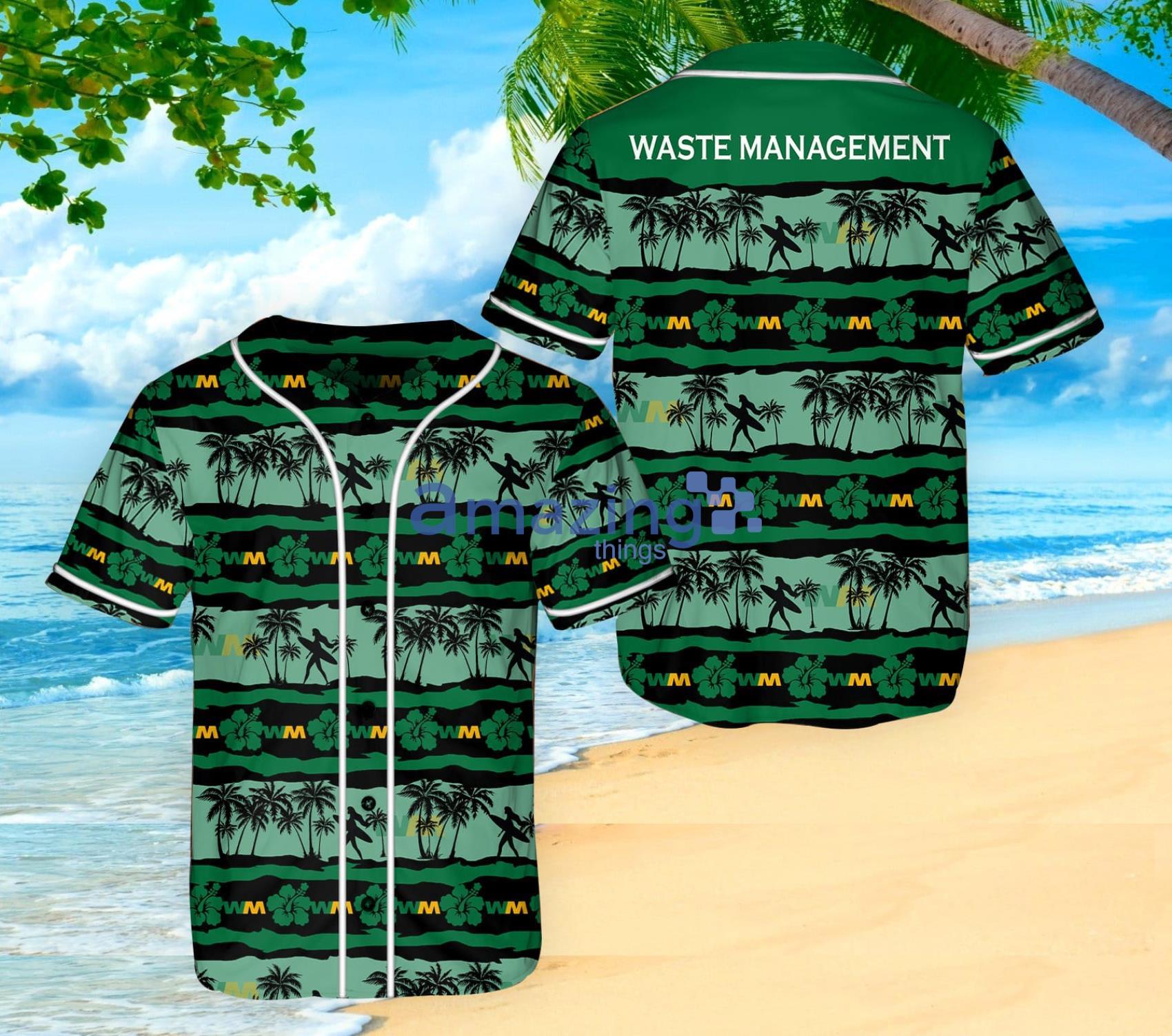 Waste Management Coconut And Flower Pattern Baseball Jersey Shirt Product Photo 1