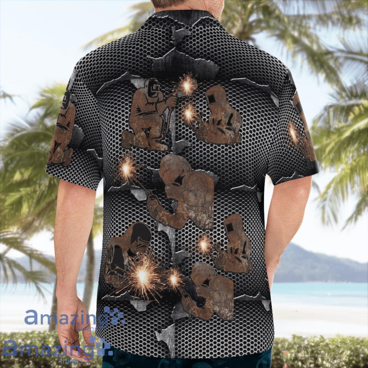 Welder Welds Metal Aloha Short Sleeve Hawaiian Shirt Summer Gift image Welder Welds Metal Aloha Short Sleeve Hawaiian Shirt Summer Gift Product Photo 2