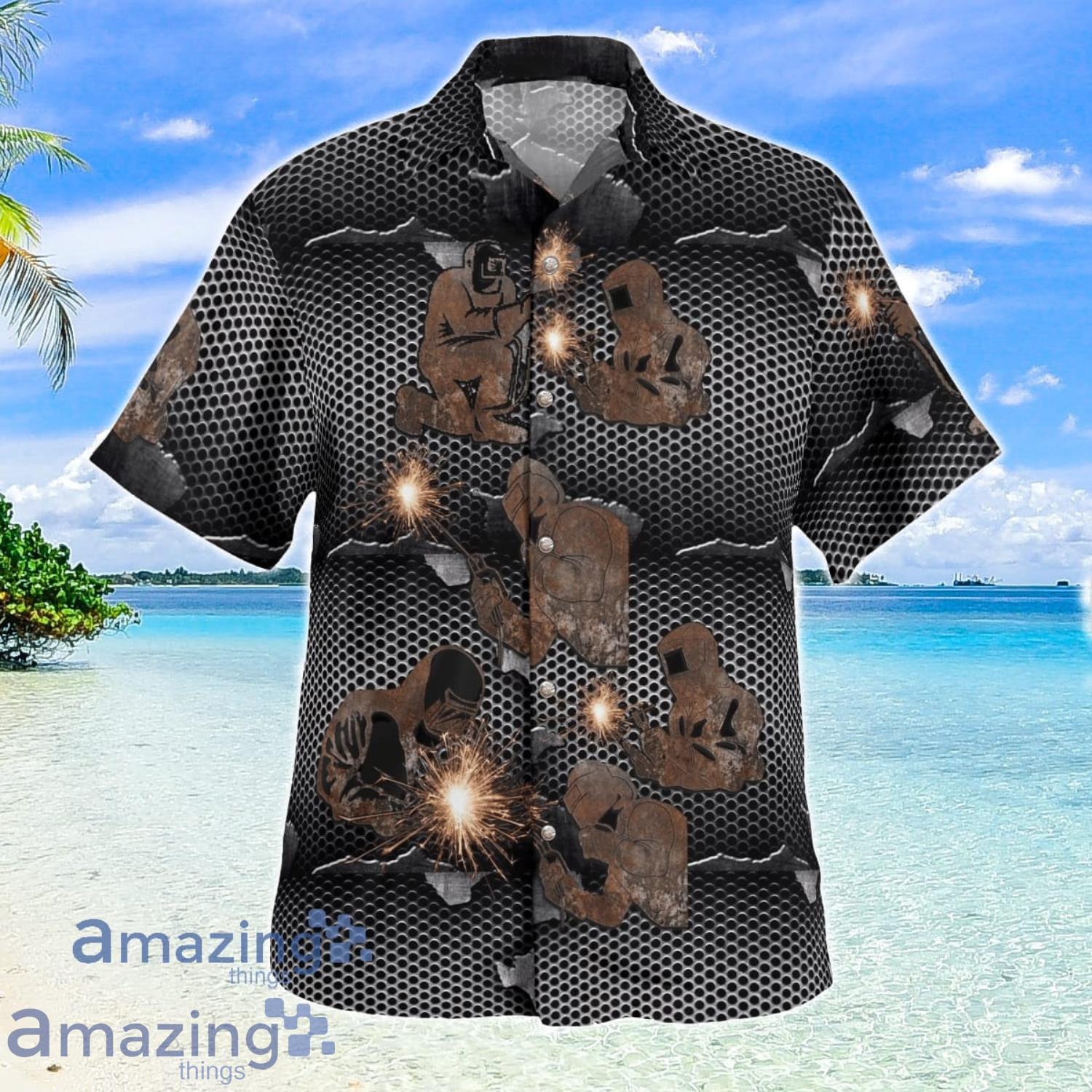 Welder Welds Metal Aloha Short Sleeve Hawaiian Shirt Summer Gift image Welder Welds Metal Aloha Short Sleeve Hawaiian Shirt Summer Gift Product Photo 3