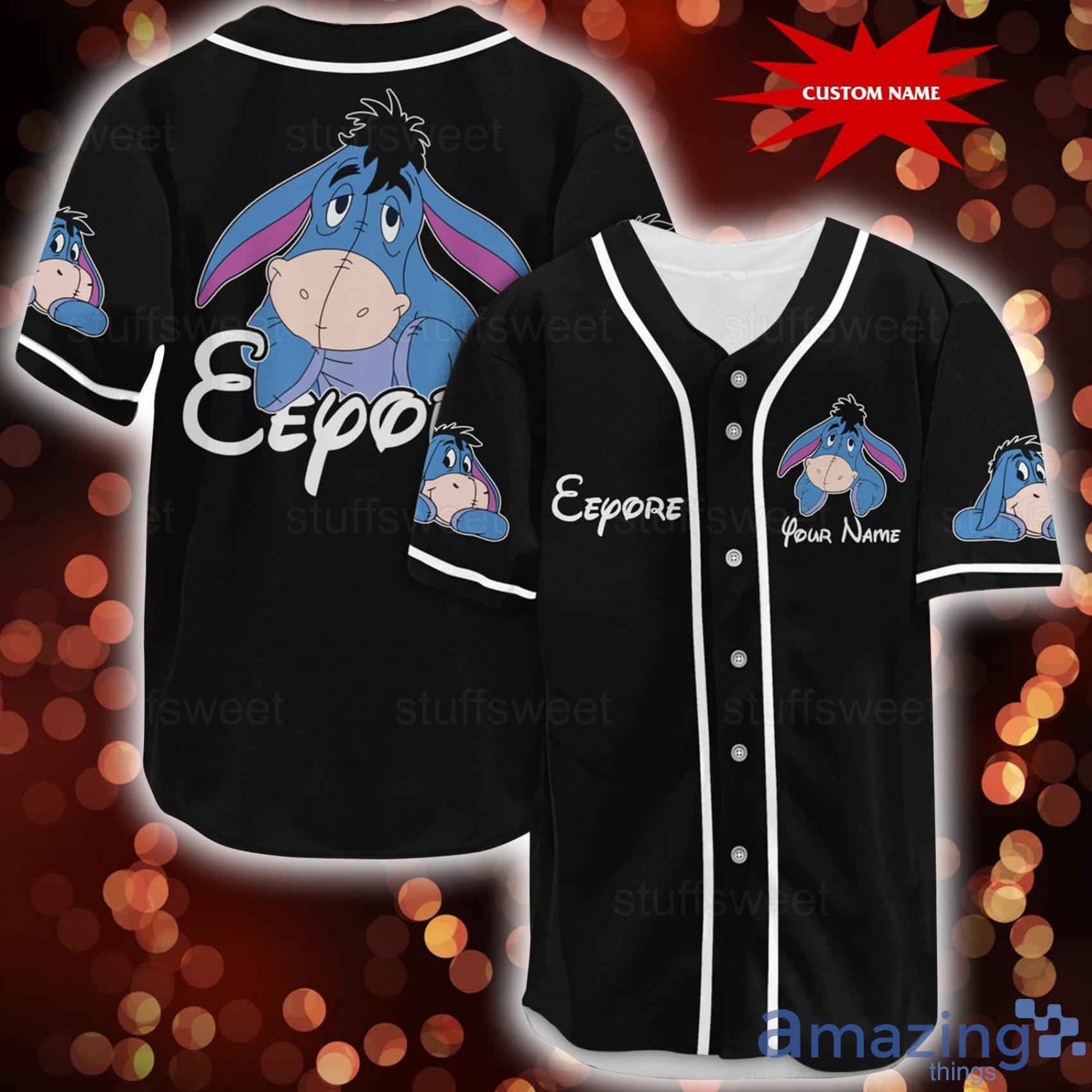Winnie The Pooh Eeyore Custom Name Black Beseball Jersey Shirt For Men And Women Product Photo 1