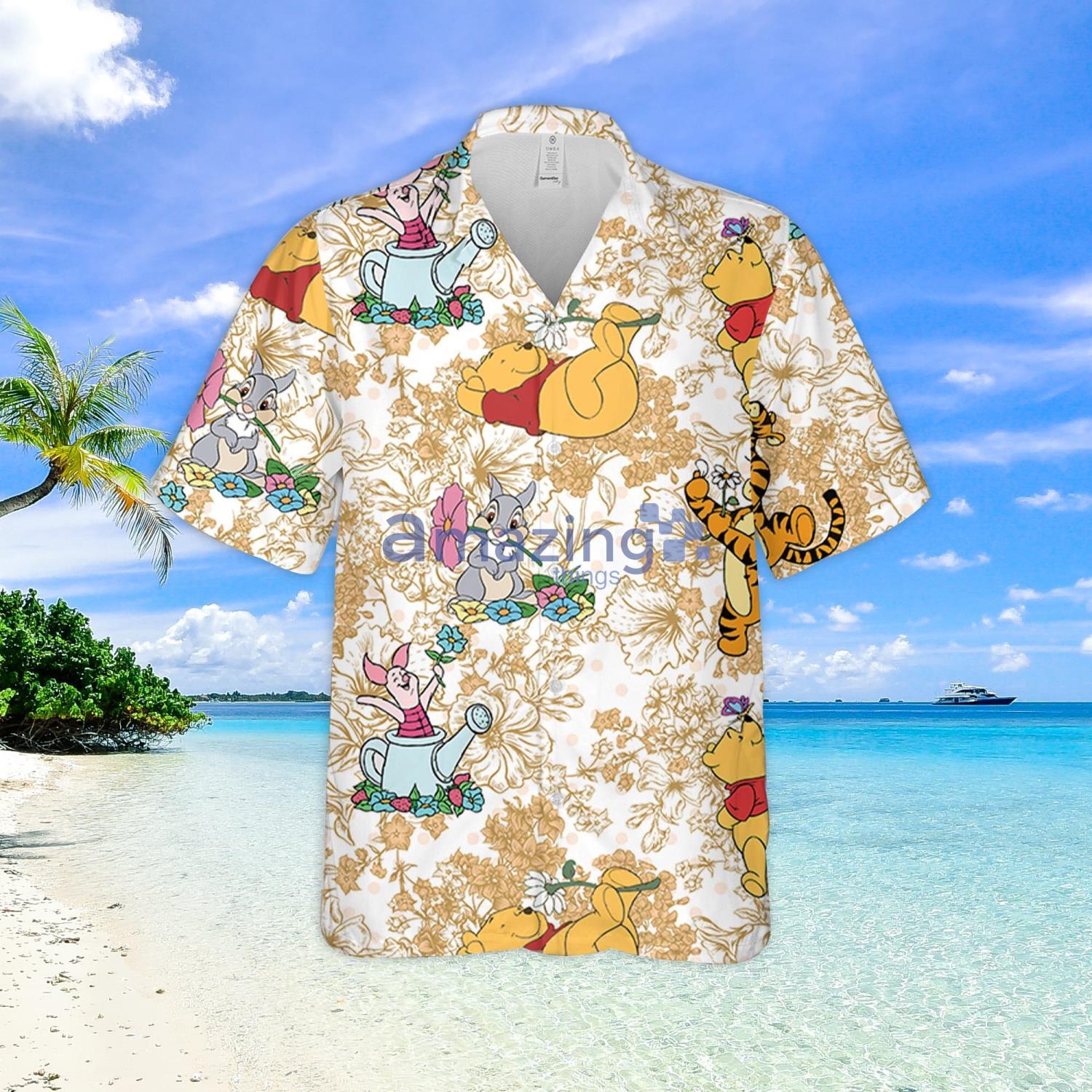 Yellow Flower Pooh Character Hawaiian Shirt Gift For Summer Vacation image Yellow Flower Pooh Character Hawaiian Shirt Gift For Summer Vacation Product Photo 2