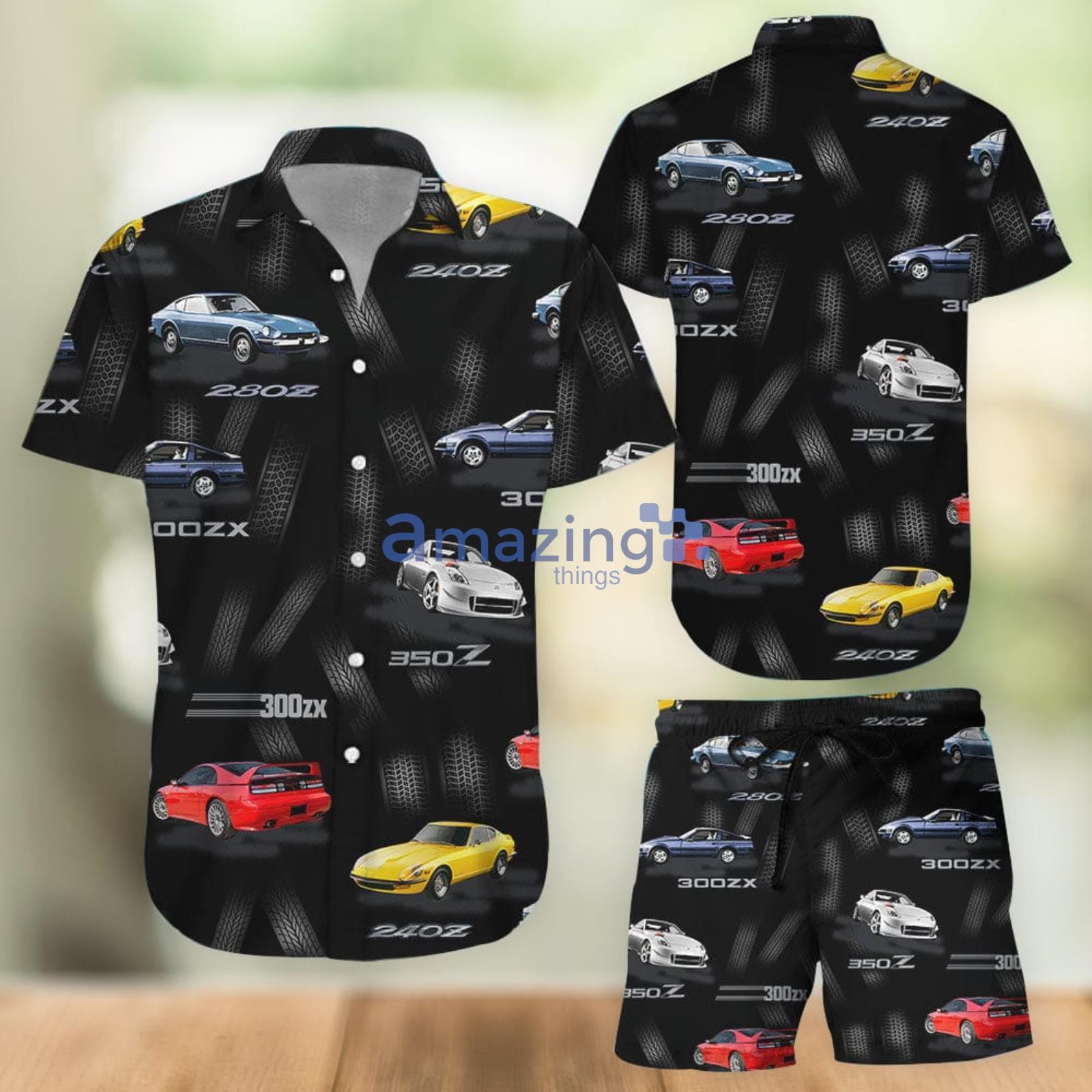 Z-Car Black Combo Hawaiian Shirt And Shorts Summer Set Holiday Gift Product Photo 1
