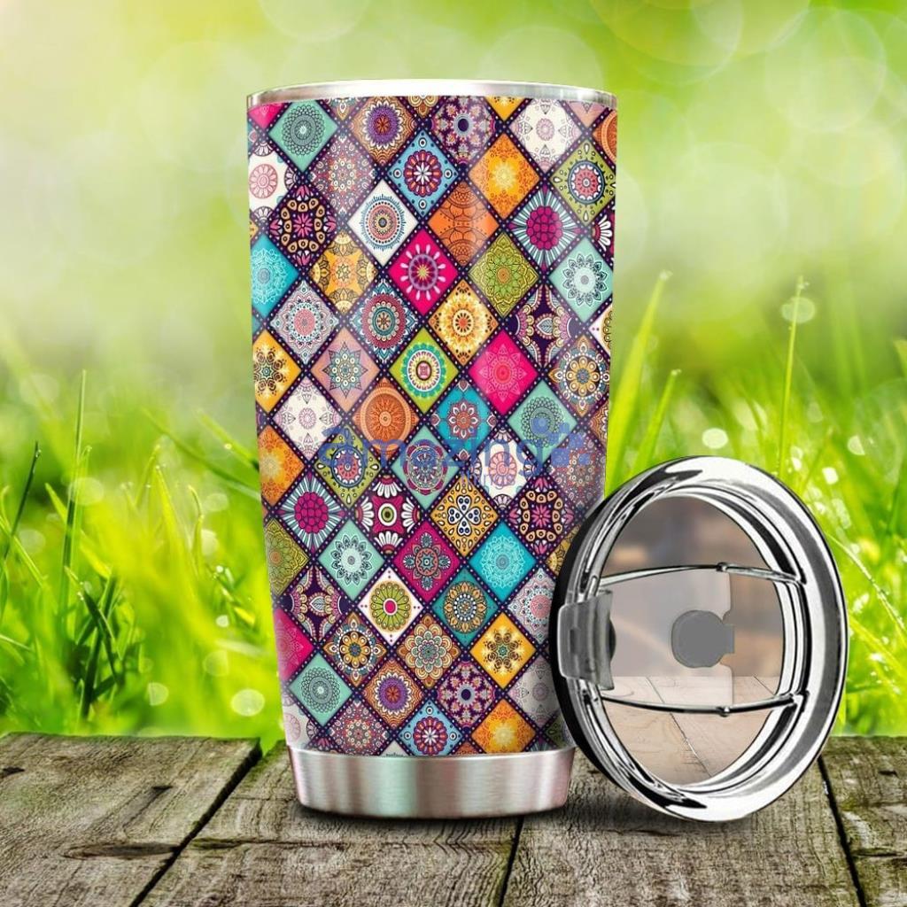 Abstract Needlepoint Tumbler Cup Car Accessories Gift For Men And Women