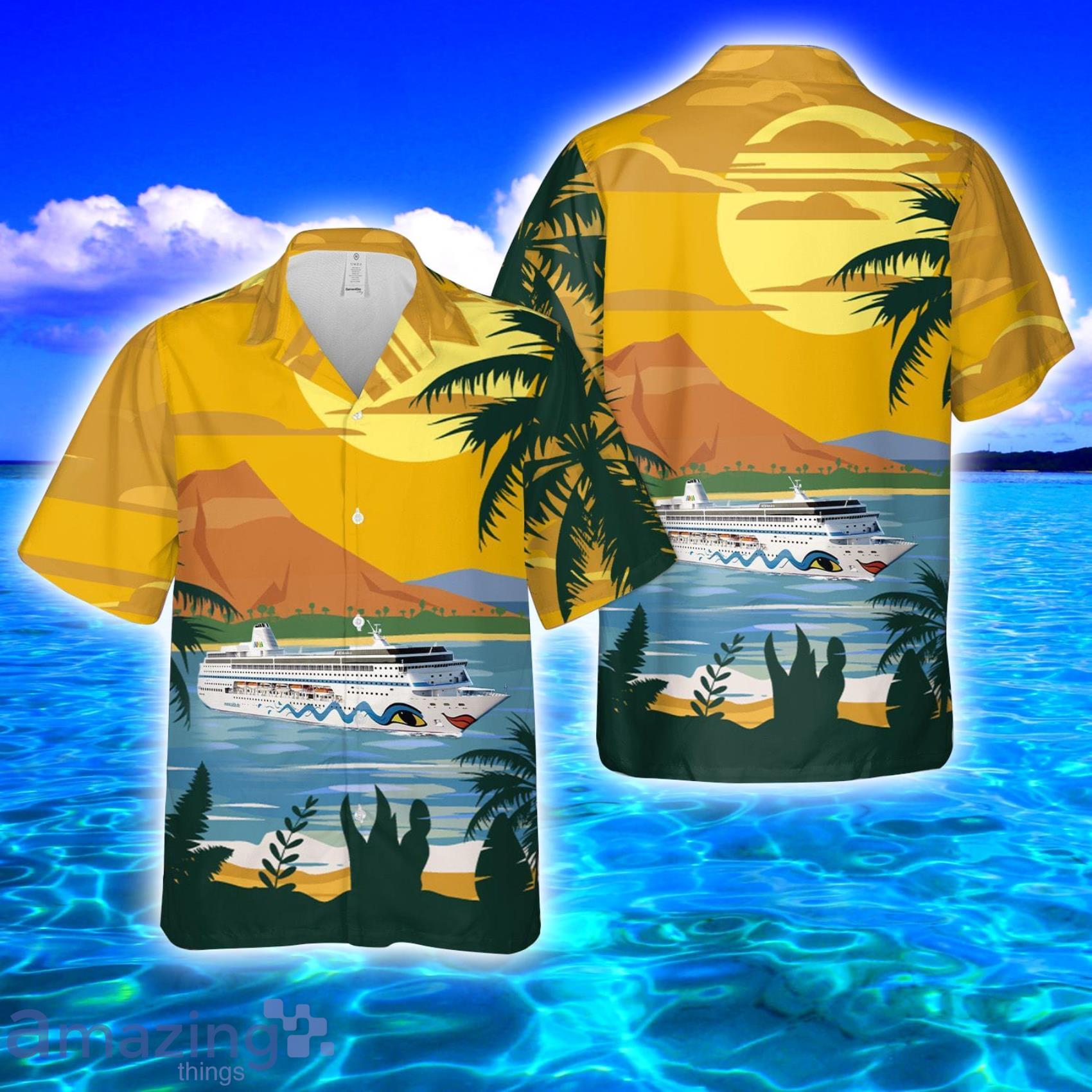 AIDA Cruises AIDAmira Tropical Style Full Print Hawaiian Shirt Vs Short Set Product Photo 1