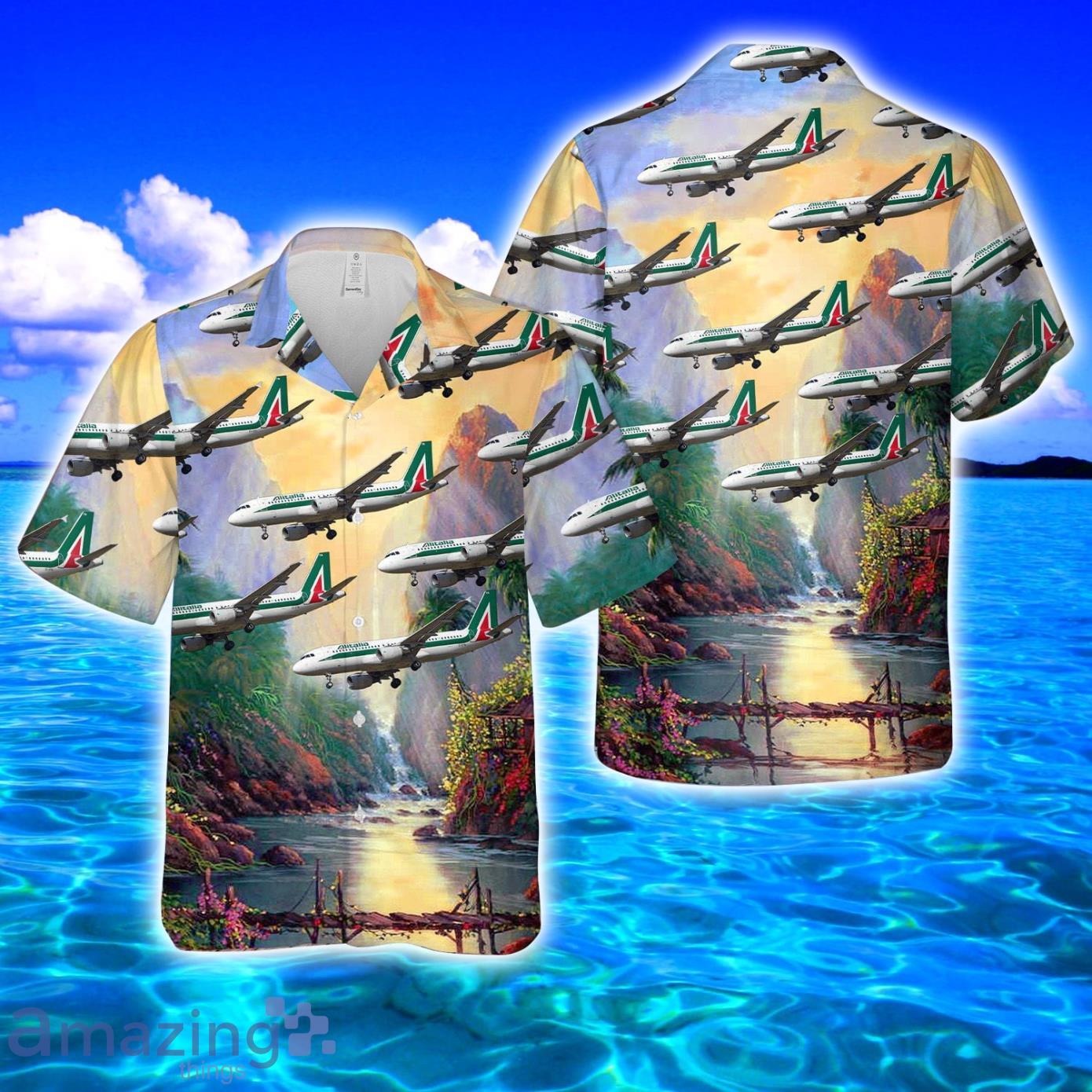 Alitalia Airbus A320-200 AOP Print Hawaiian Shirt And Short Set Product Photo 1