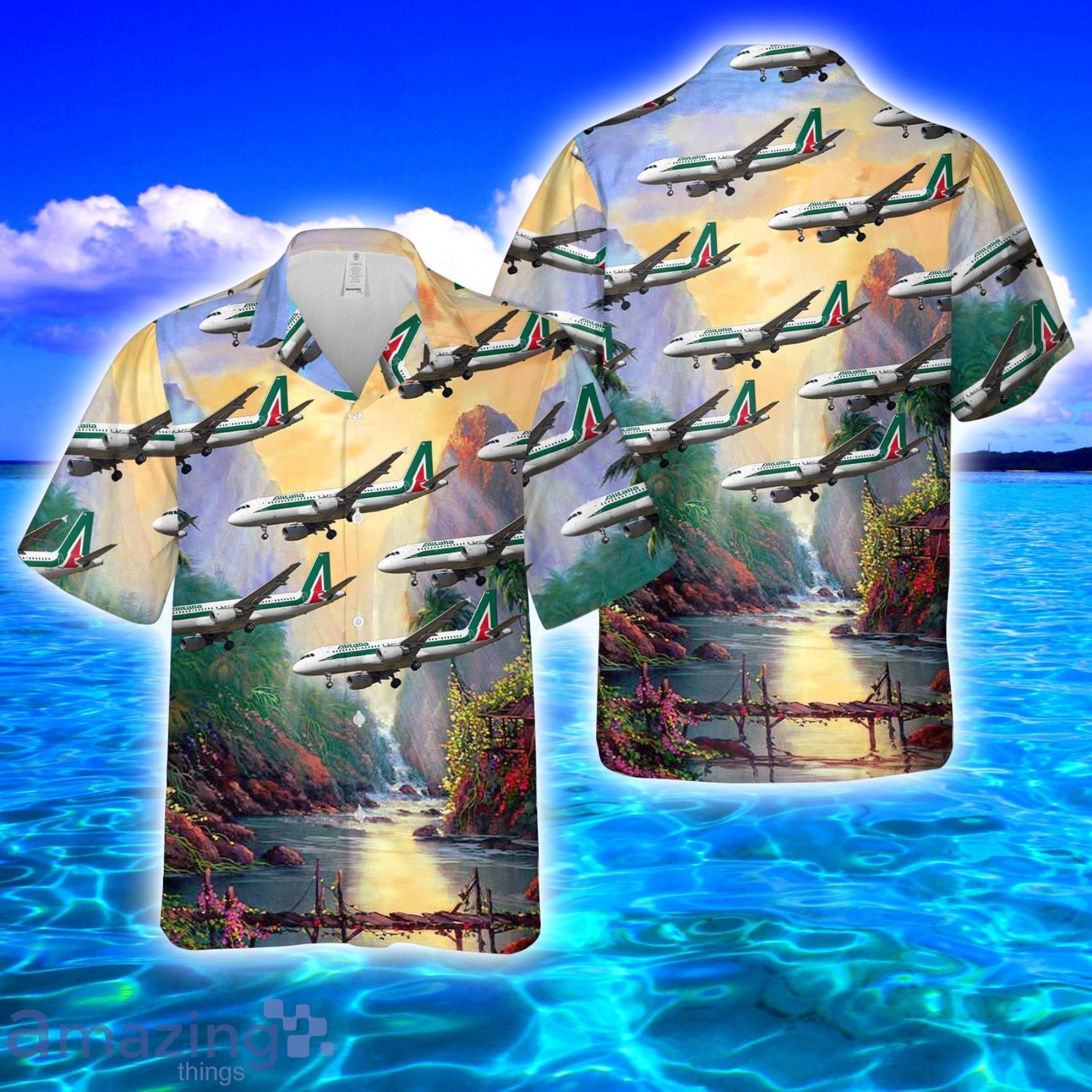 Alitalia Airbus A320-200 Moutain Full Print Hawaiian Shirt Vs Short Set Product Photo 1