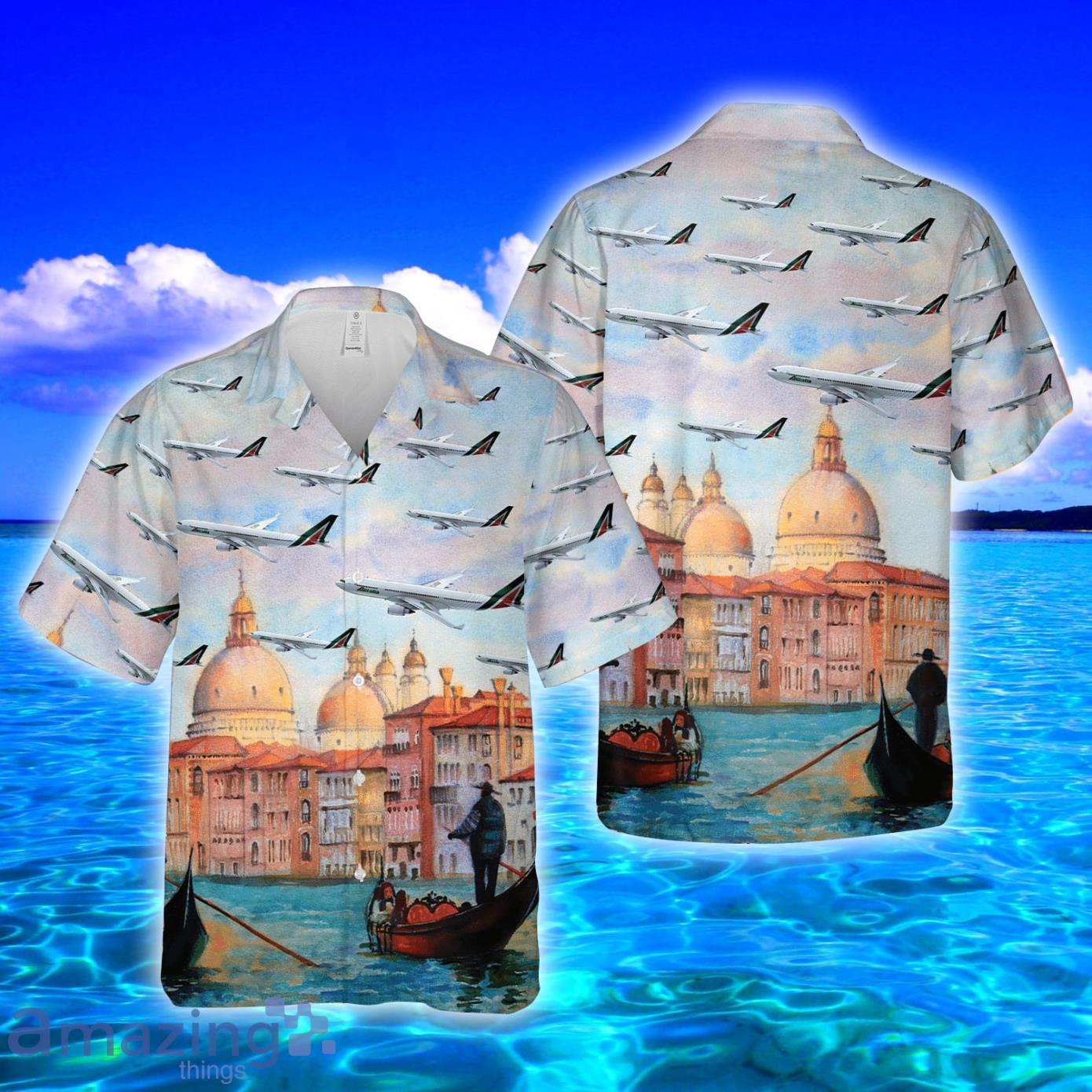 Alitalia Boeing 777-200ER AOP Print Hawaiian Shirt And Short Set Product Photo 1