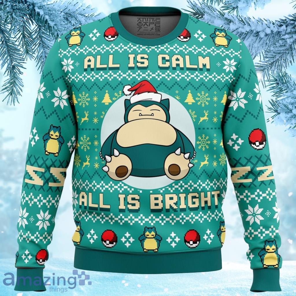 All is Calm All Bright Snorlax Pokemon Ugly Christmas Sweater 3D For Men And Women Product Photo 1 All is Calm All Bright Snorlax Pokemon Ugly Christmas Sweater 3D For Men And Women Product Photo 1
