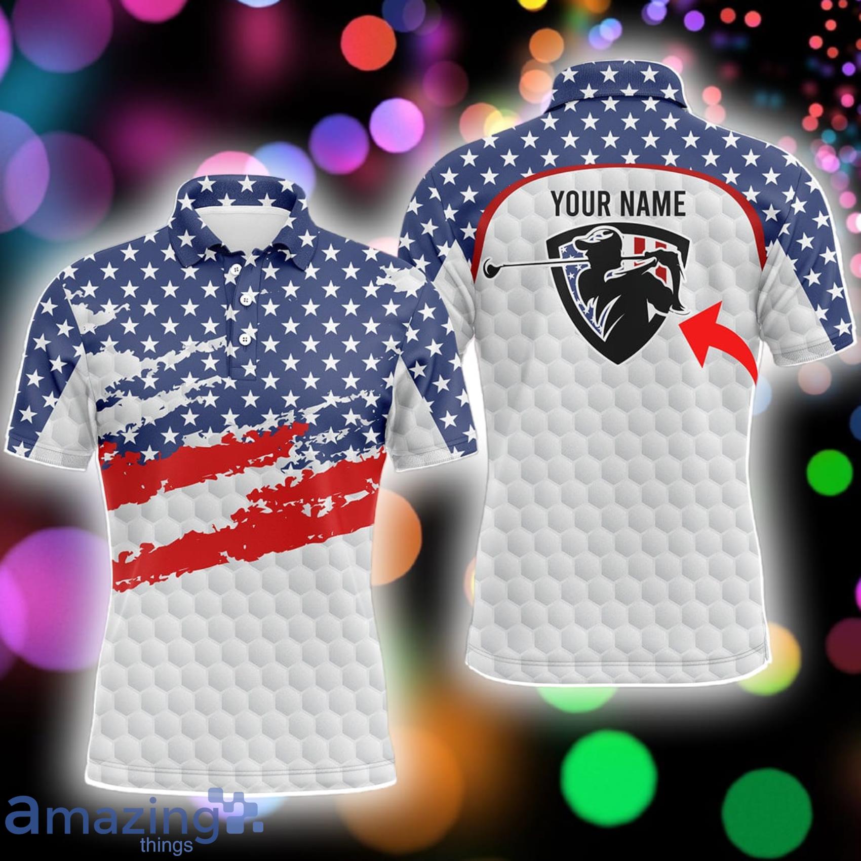 American Flag Custom Name And Logo Personalized Team Golf Polo Shirt Product Photo 1