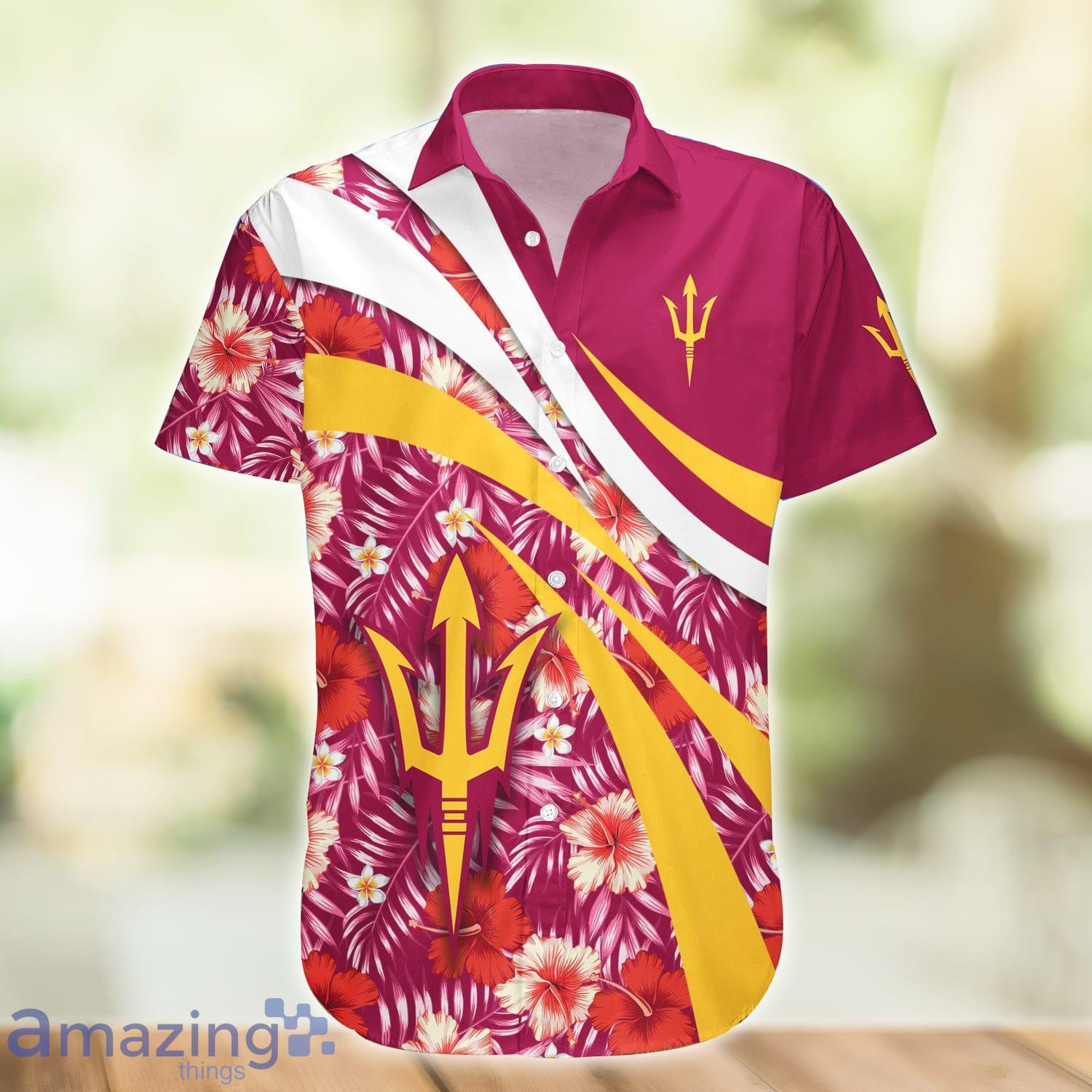 Arizona State Sun Devils NCAA Hibiscus Flower Pattern Aloha Hawaiian Shirt Product Photo 1