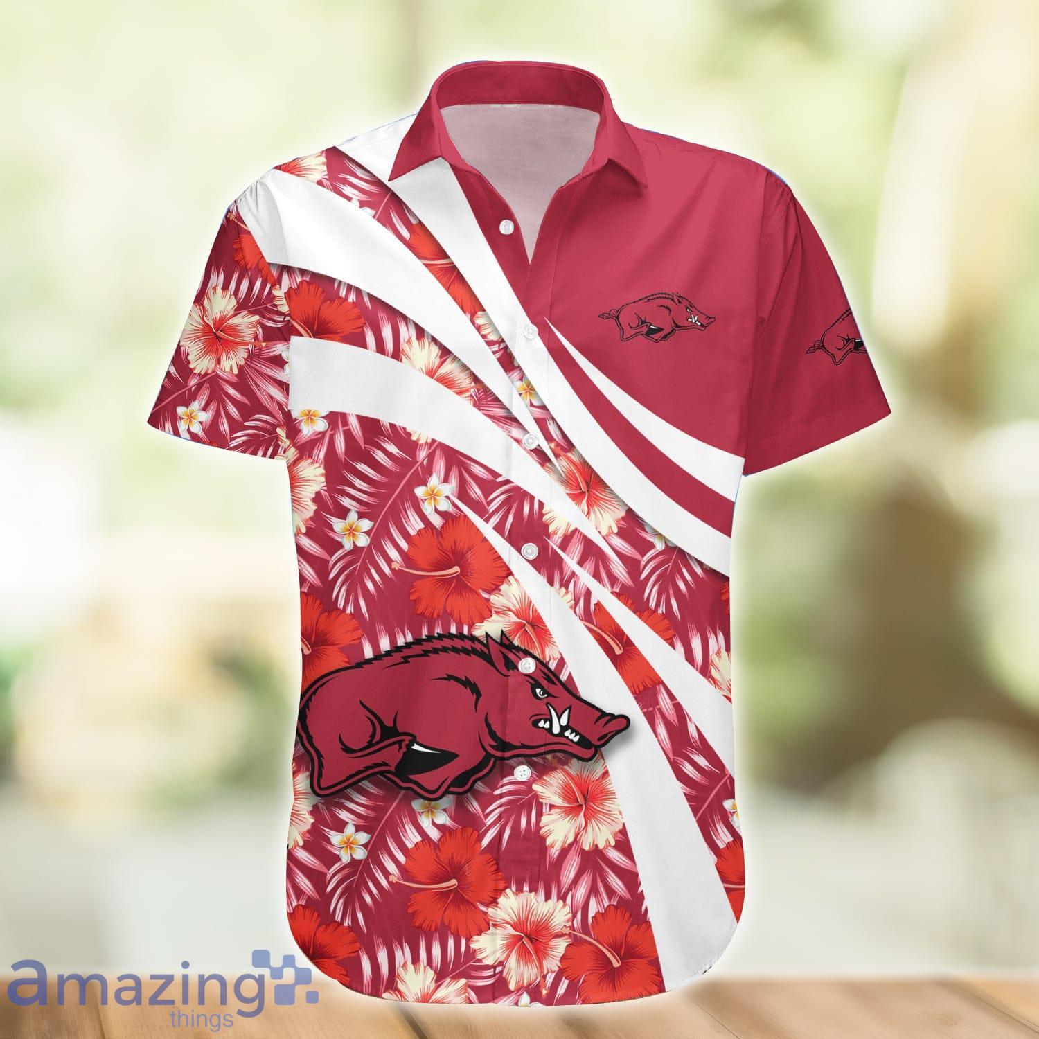 NCAA Arkansas Razorbacks Flower Button Up Hawaiian Shirt 3D Shirt