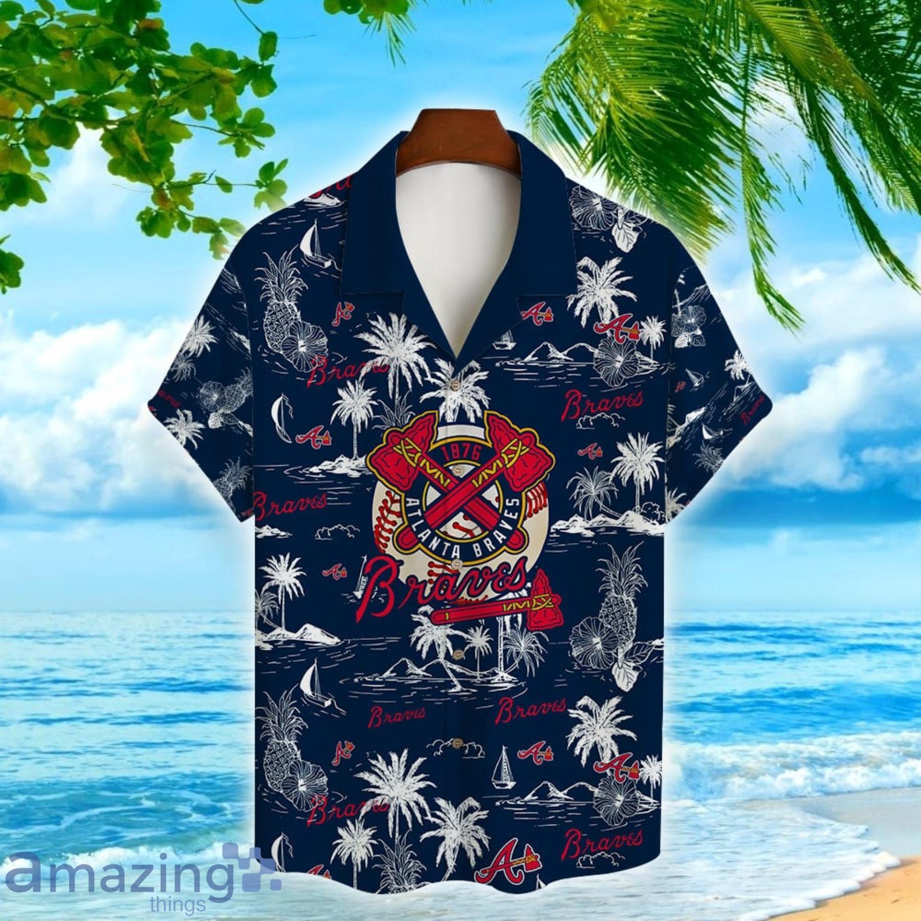Atlanta Braves Baseball Island Pineapple Pattern Hawaiian Shirt image Atlanta Braves Baseball Island Pineapple Pattern Hawaiian Shirt Product Photo 2