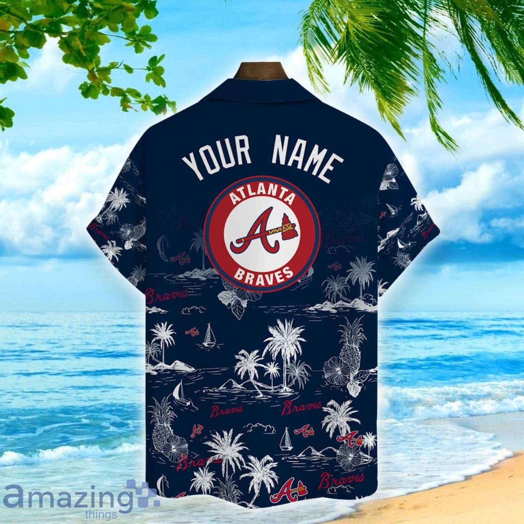 Atlanta Braves Baseball Island Pineapple Pattern Hawaiian Shirt image Atlanta Braves Baseball Island Pineapple Pattern Hawaiian Shirt Product Photo 3