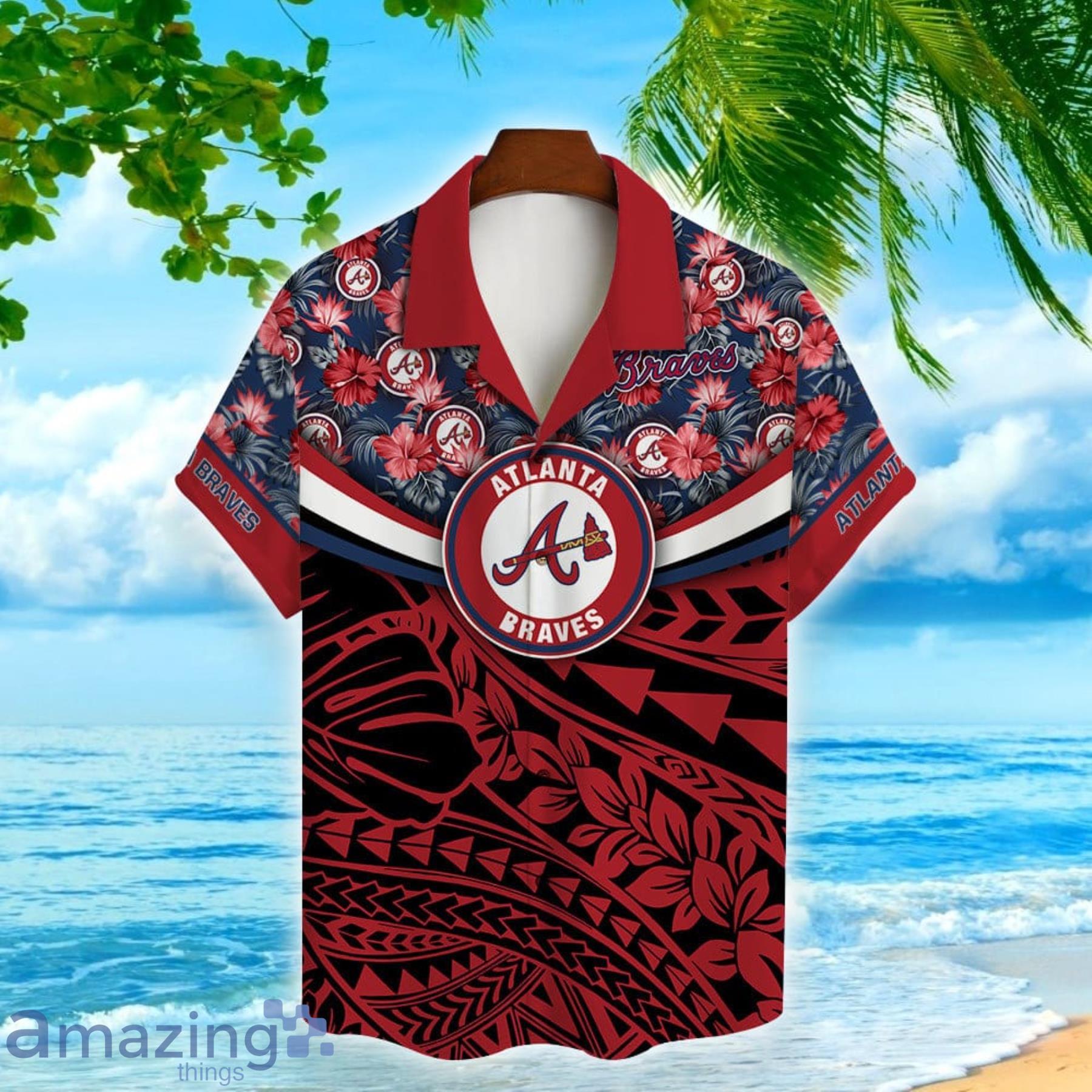 Atlanta Braves Baseball Pattern Vintage Hawaiian Shirt Custom Name