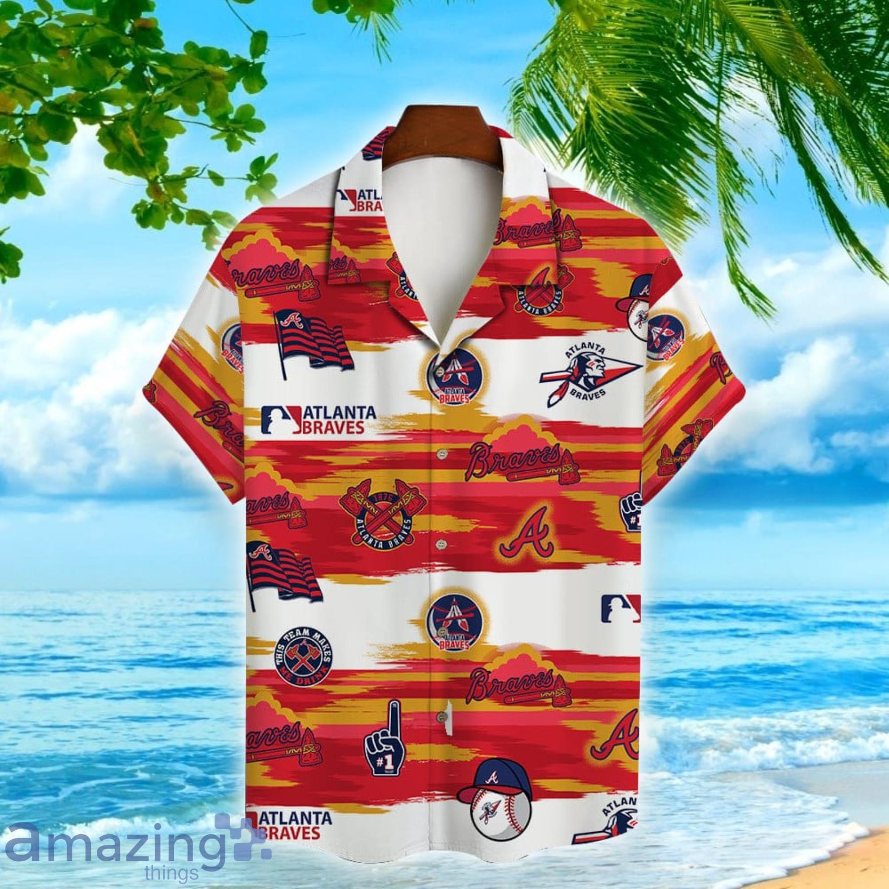 Atlanta Braves Summer Beach Pattern Major League Baseball Hawaiian Shirt For Fans image Atlanta Braves Summer Beach Pattern Major League Baseball Hawaiian Shirt For Fans Product Photo 2