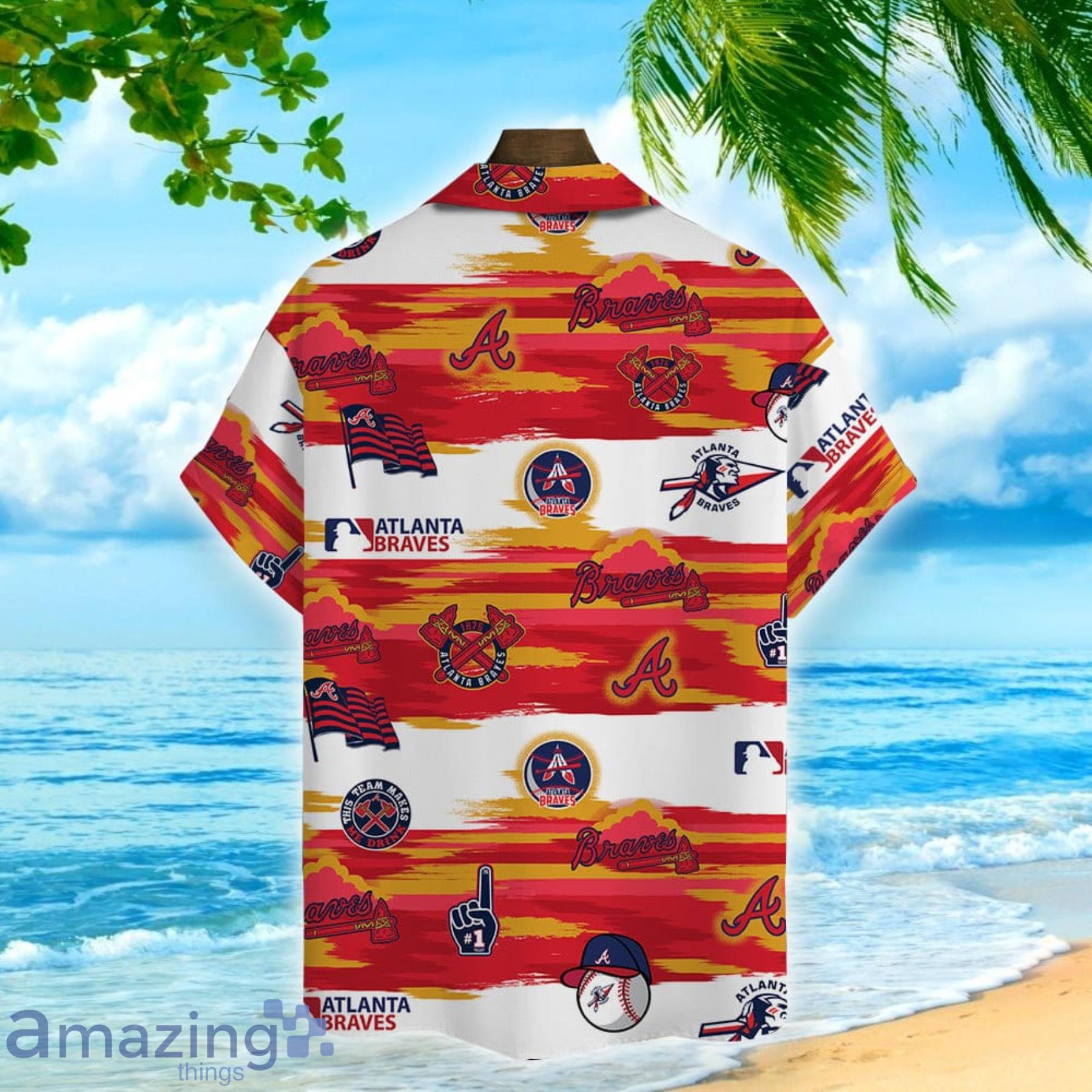 Atlanta Braves Summer Beach Pattern Major League Baseball Hawaiian Shirt For Fans image Atlanta Braves Summer Beach Pattern Major League Baseball Hawaiian Shirt For Fans Product Photo 3