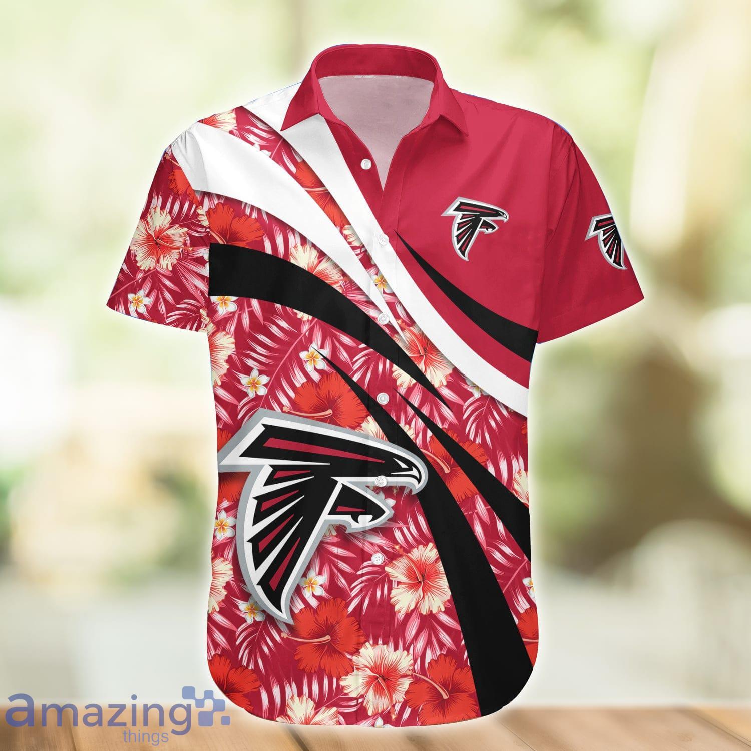 Atlanta Falcons NFL Tropical Flowers Pattern Short Sleeves Hawaiian Shirt