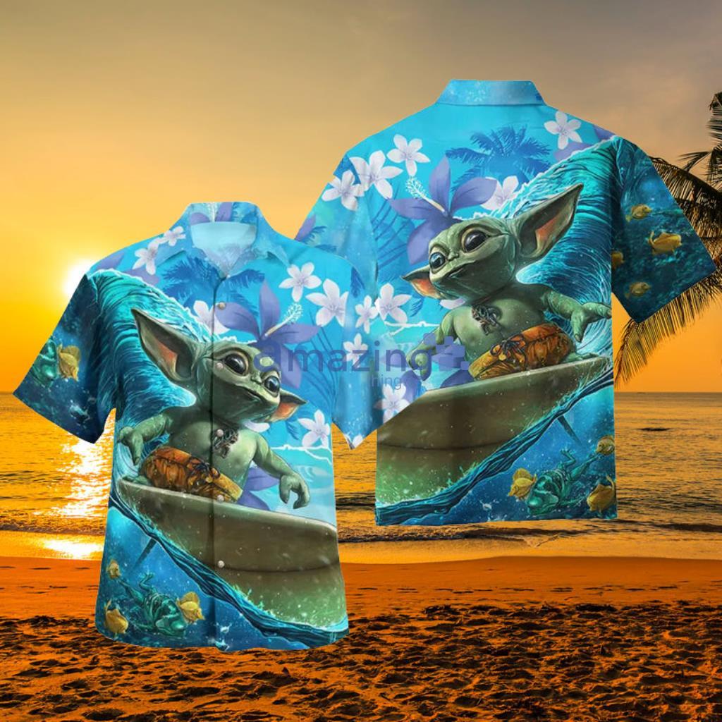 Baby Yoda Surfing Hawaiian Shirt For Men And Women Product Photo 1