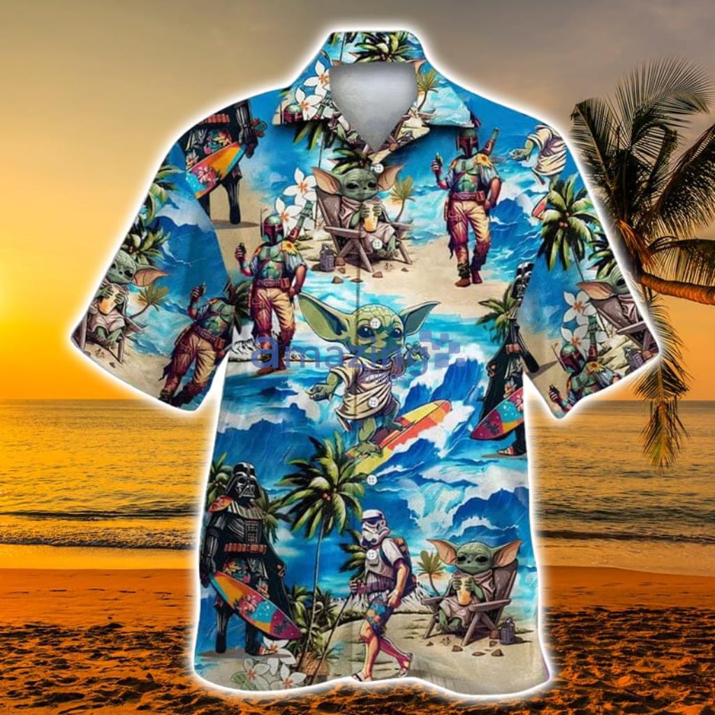 Baby Yoda Surfing Hawaiian Shirt_3583 For Men And Women Product Photo 1