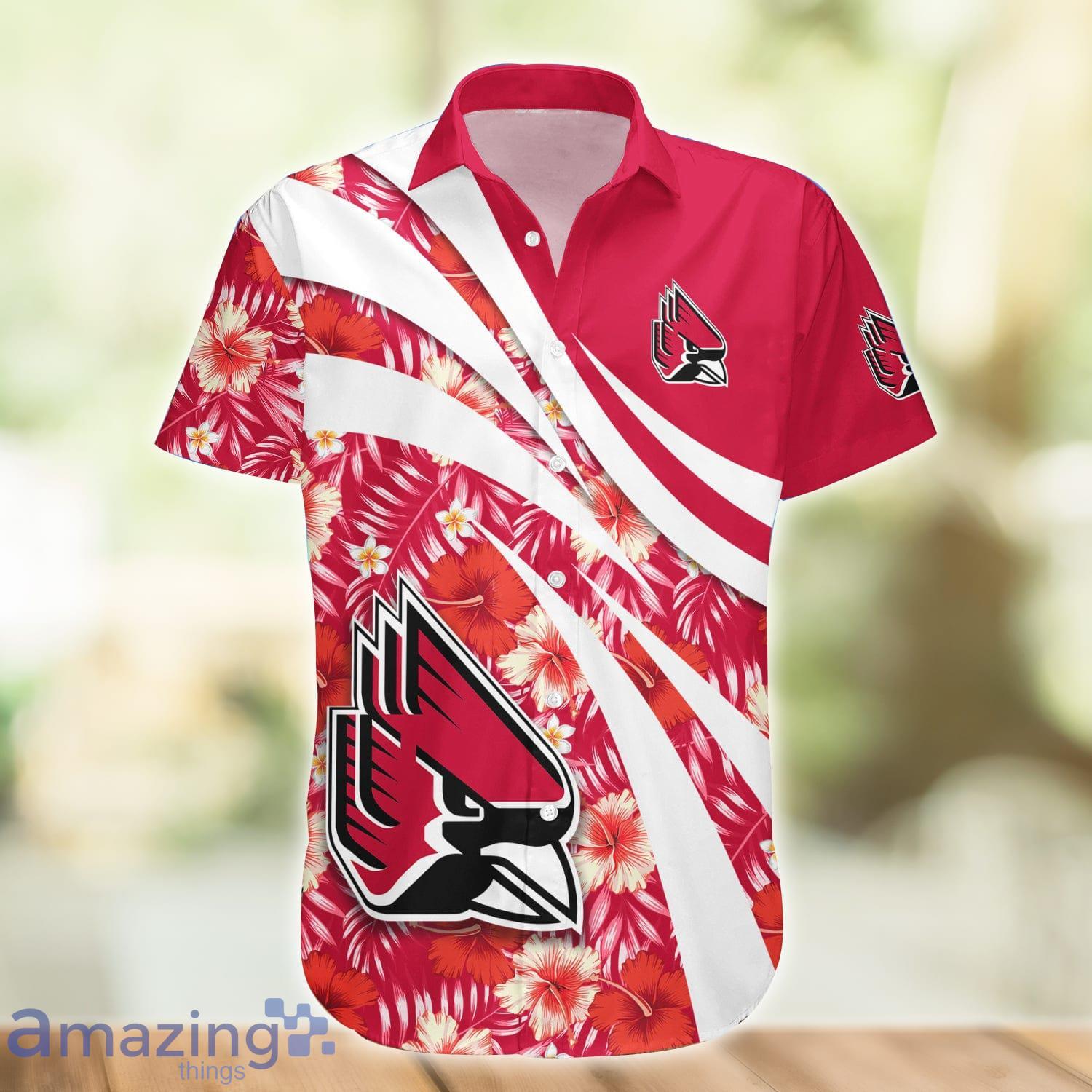 Ball State Cardinals NCAA Hibiscus Flower Pattern Aloha Hawaiian Shirt Product Photo 1