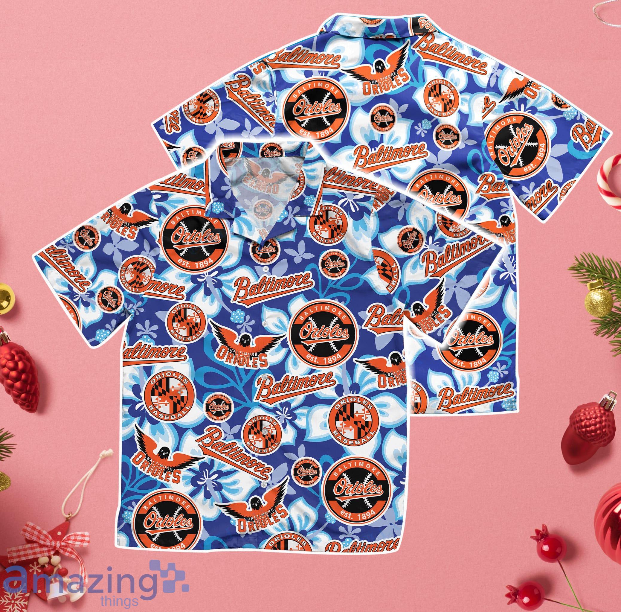 Baltimore Orioles Baseball Floral Aloha Hawaiian Shirt Summer Vacation