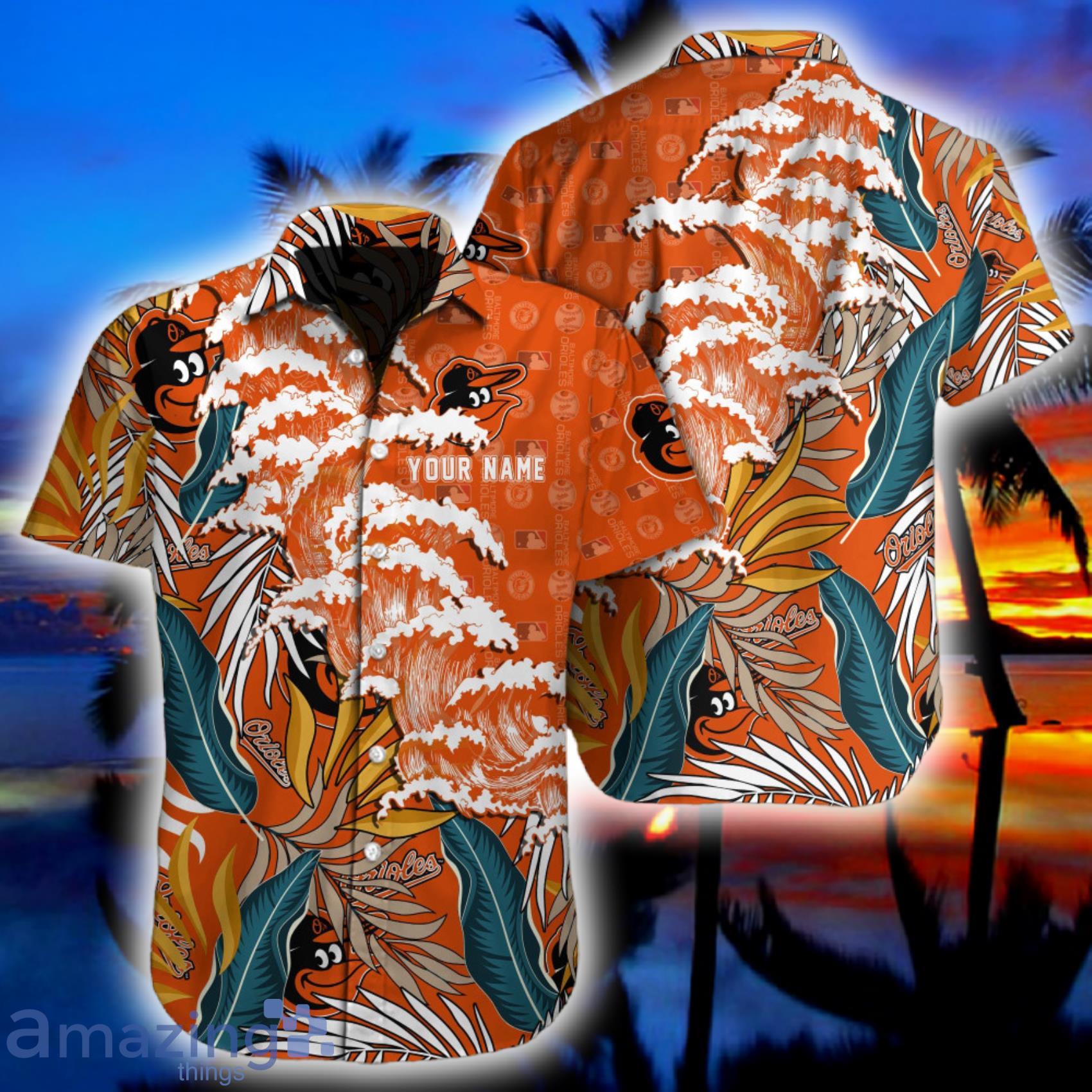 Baltimore Orioles MLB Custom Name Button Up Hawaiian Shirt For