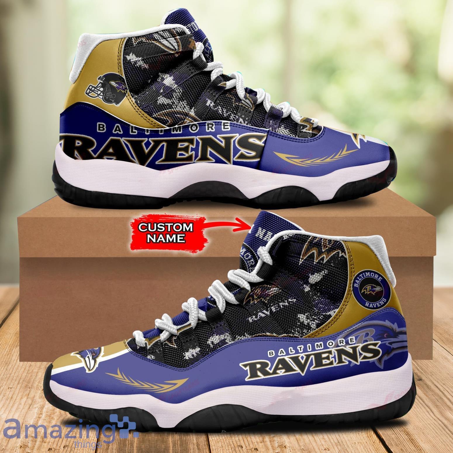 Baltimore Ravens Custom Name NFL Air Jordan 11 Shoes For Men And Women  Sport Team