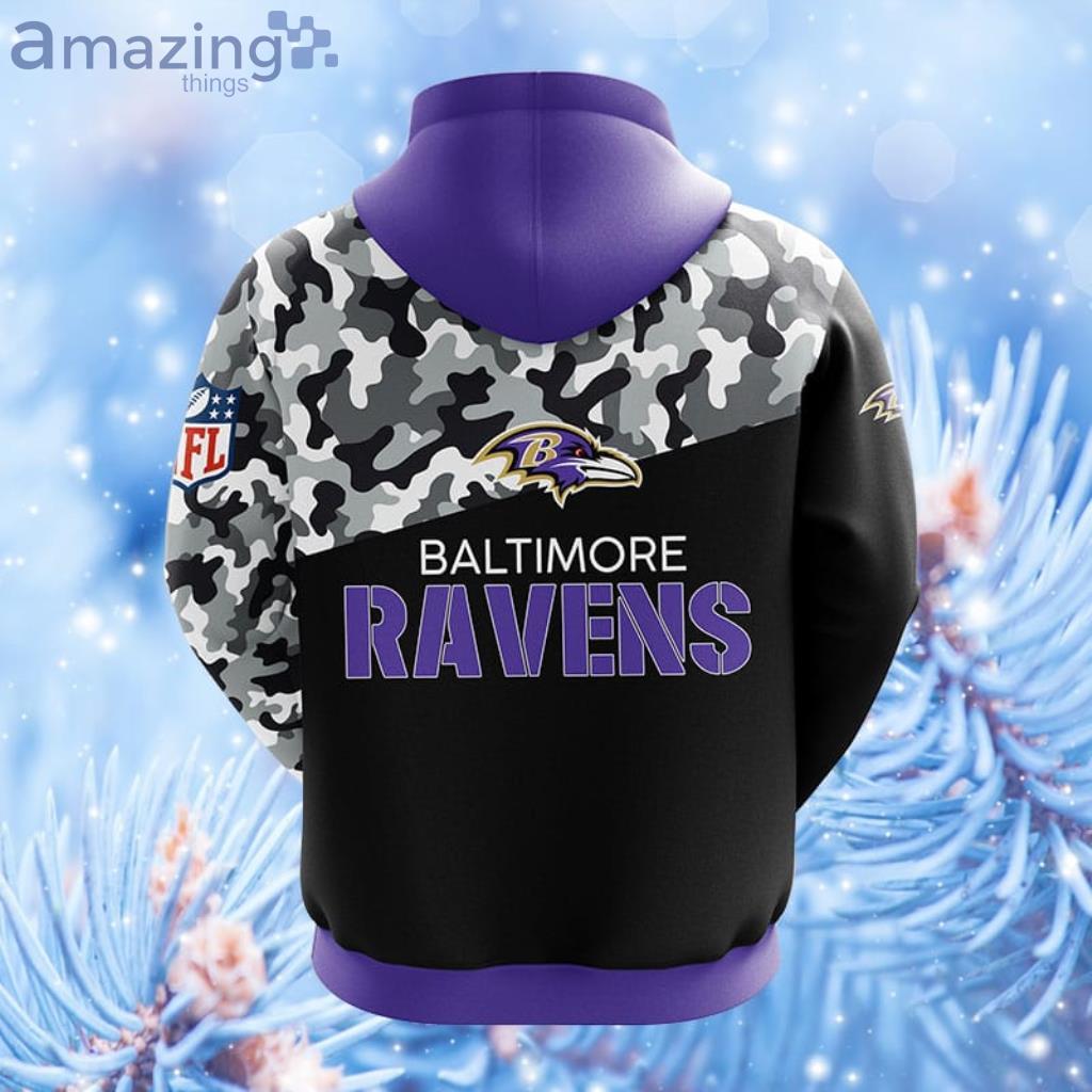 Baltimore Ravens NFL Camo Veteran Team 3D Printed Hoodie