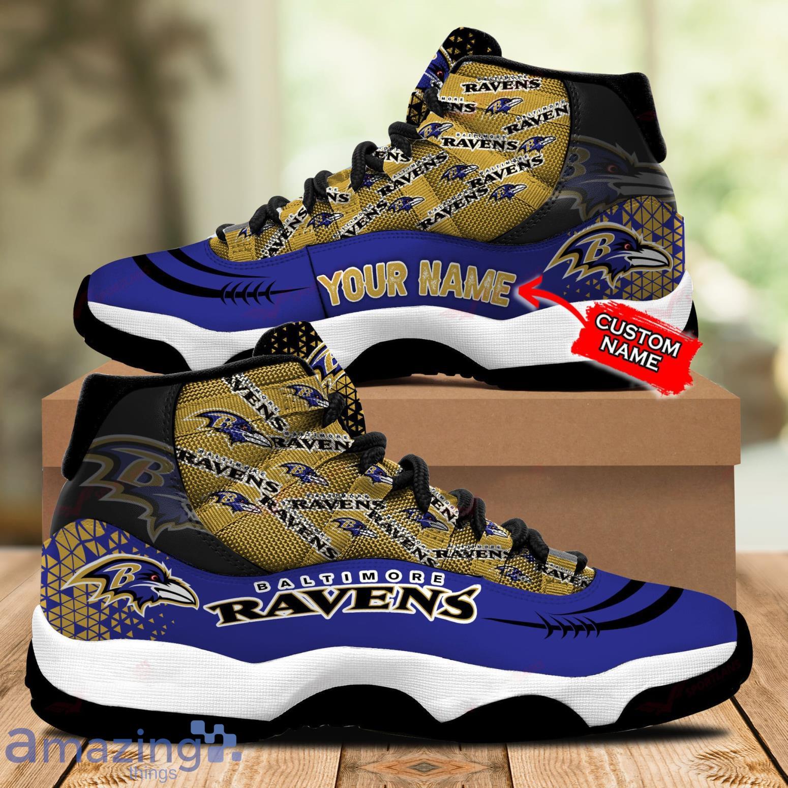 Baltimore Ravens Custom Name Air Jordan 11 Sneaker Shoes For Sport Fans -  Banantees
