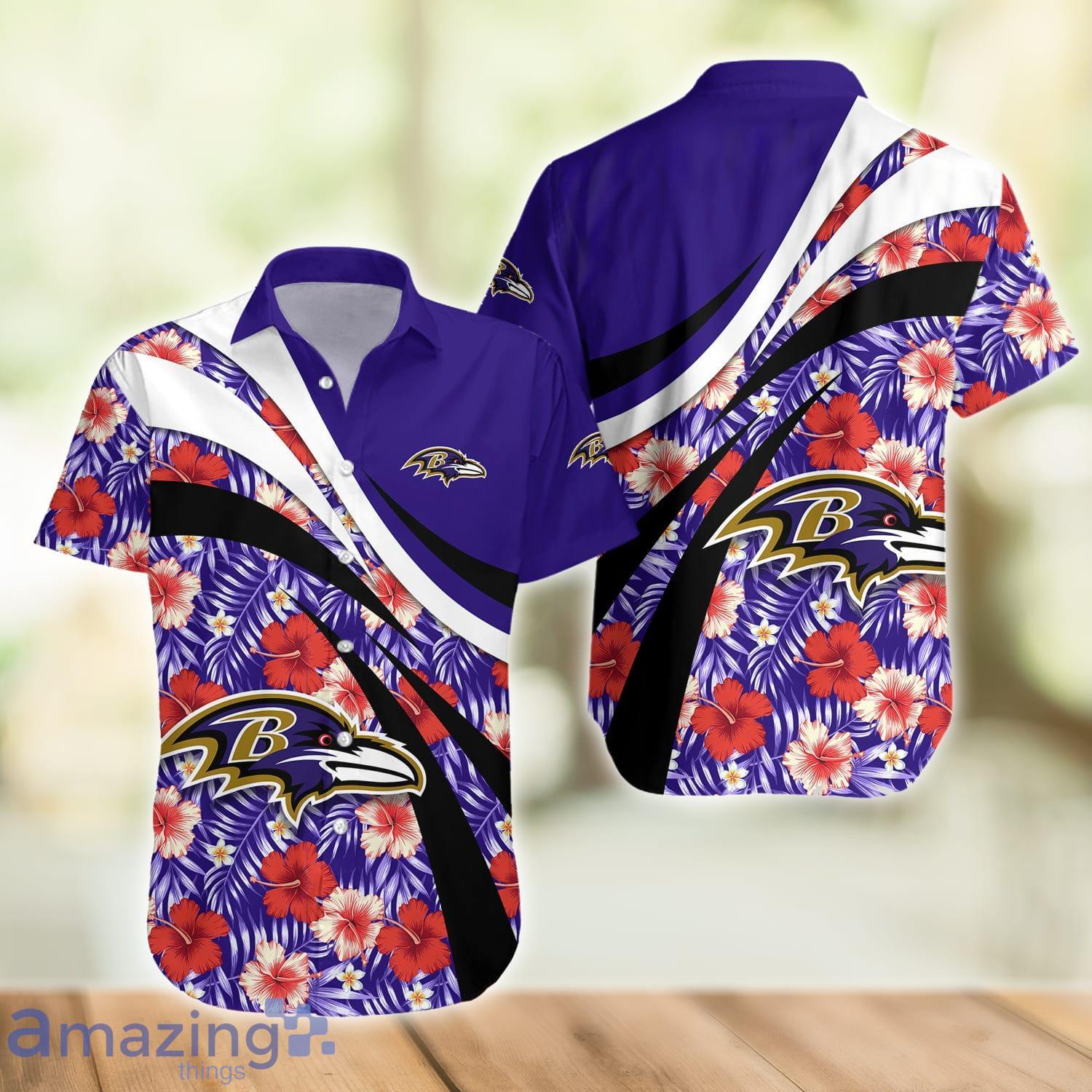 Baltimore Ravens NFL Hibiscus Flower Pattern Aloha Hawaiian Shirt image Baltimore Ravens NFL Hibiscus Flower Pattern Aloha Hawaiian Shirt Product Photo 2