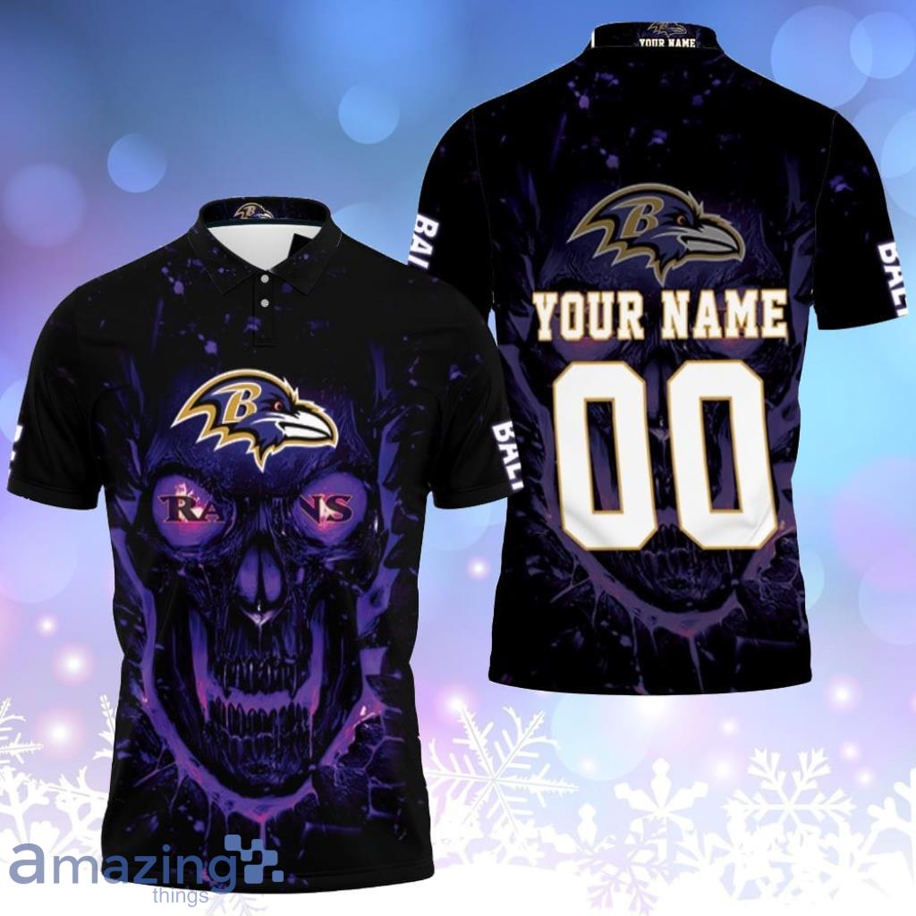 Baltimore Ravens NFL Skull For Fan Personalized Polo Shirt