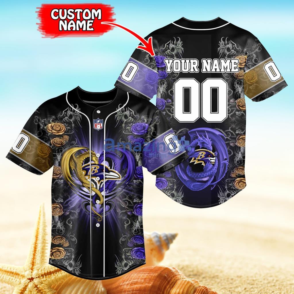 Baltimore Ravens NFL Custom Name Baseball Jersey Shirt