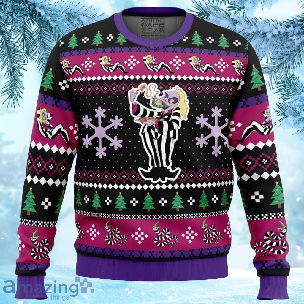 Beetleguise Beetlejuice Ugly Christmas Sweater 3D For Men And Women Product Photo 1 Beetleguise Beetlejuice Ugly Christmas Sweater 3D For Men And Women Product Photo 1