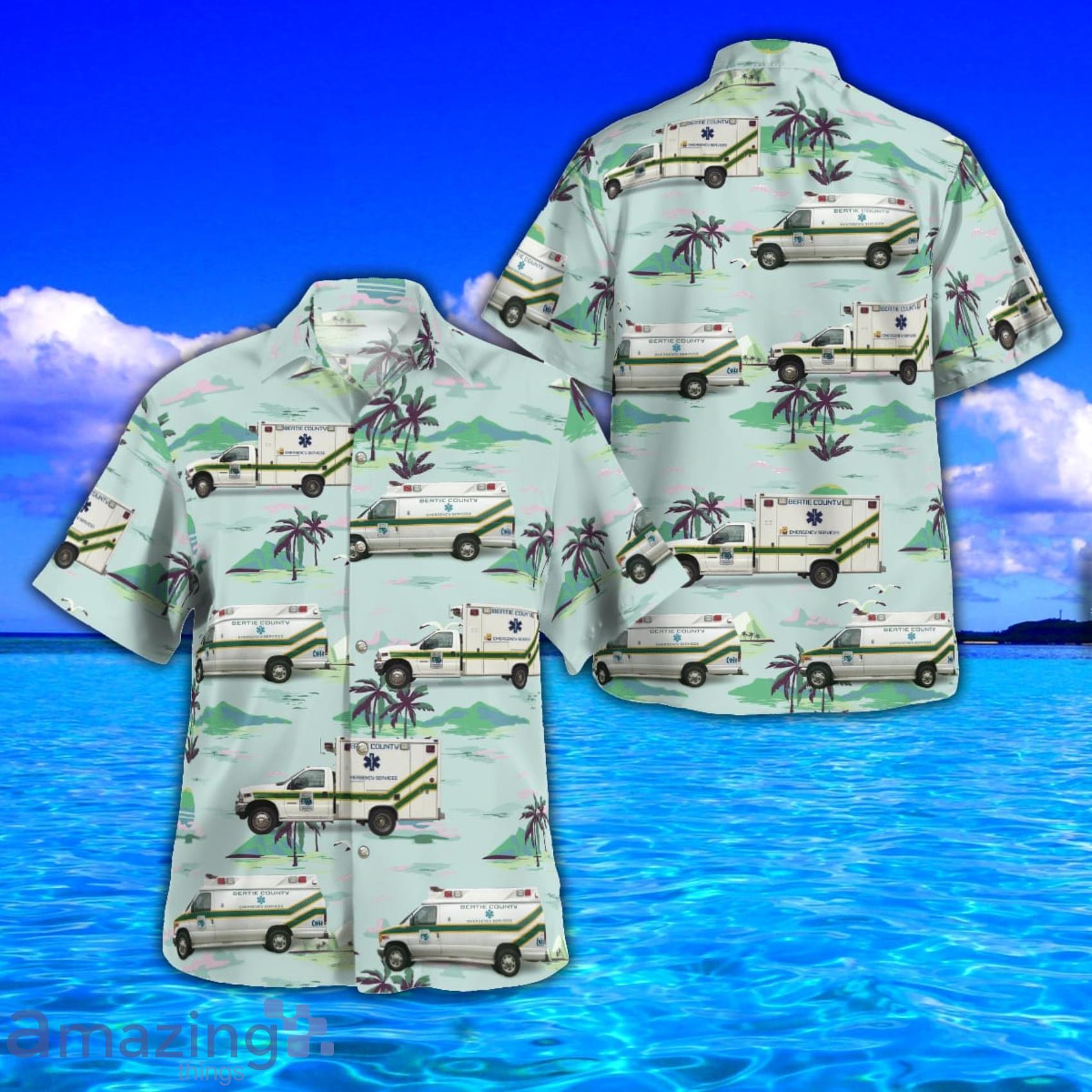 Bertie County Emergency Services Tropical Style AOP Short Sleeve Hawaiian Shirt And Beach Short Product Photo 1