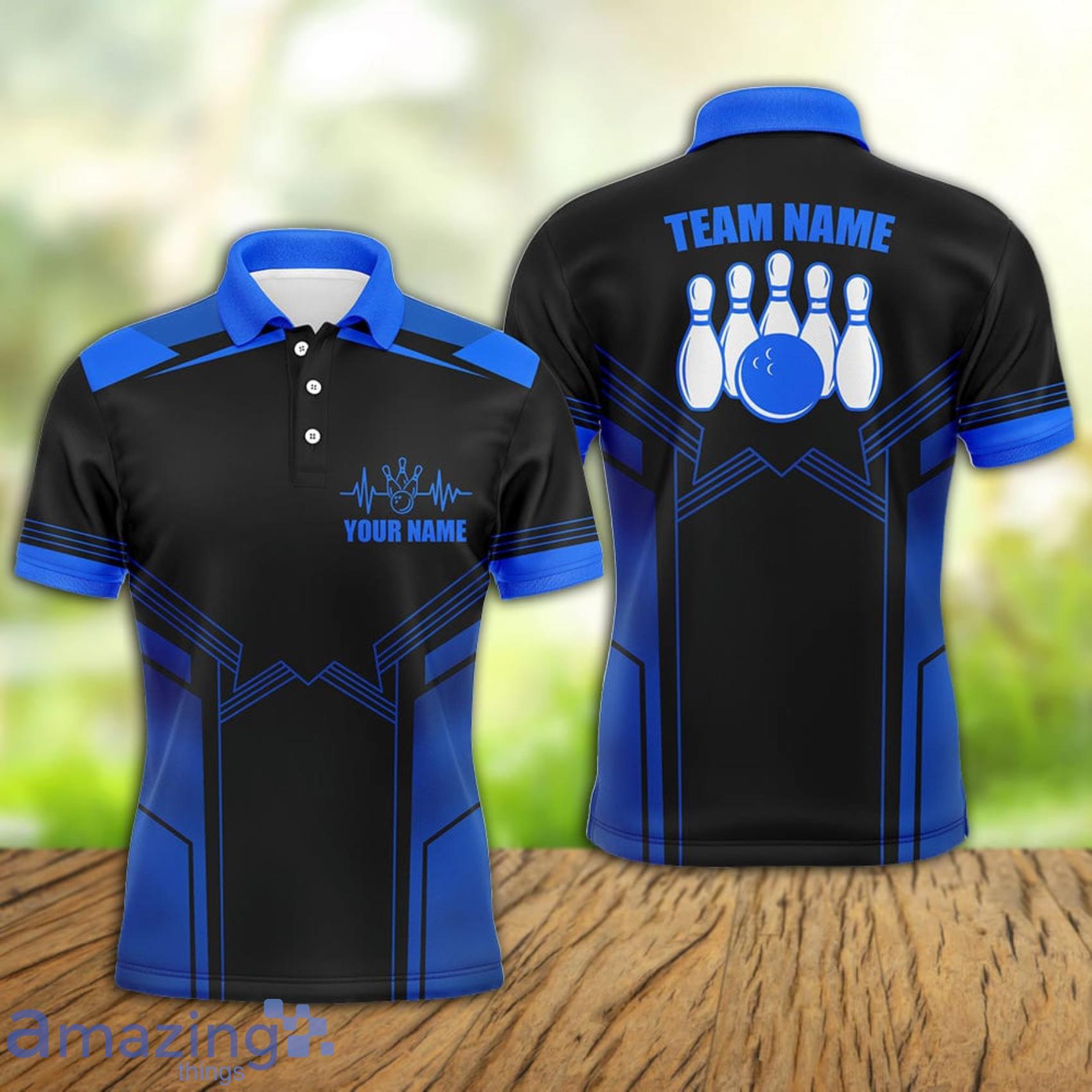 Blue Bowling Shirt For Men Custom Name Polo Shirt For Men And Women