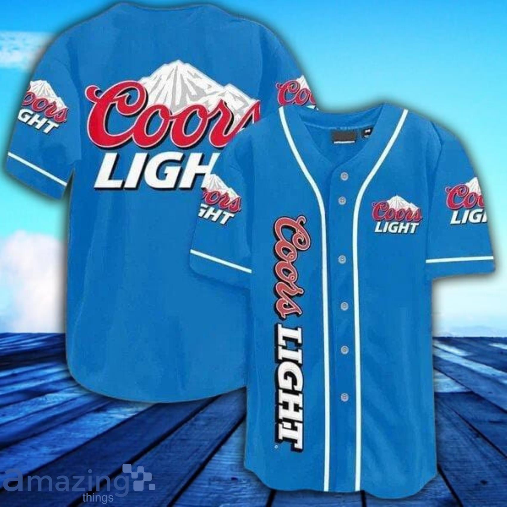 Blue Coors Light Beer AOP Full Print Baseball Jersey Shirt Product Photo 1 Blue Coors Light Beer AOP Full Print Baseball Jersey Shirt Product Photo 1