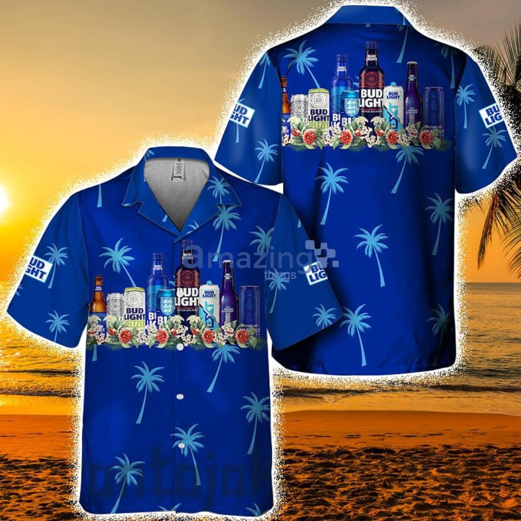 Blue Palm Tree Bud Light Hawaiian Shirt For Men And Women Product Photo 1