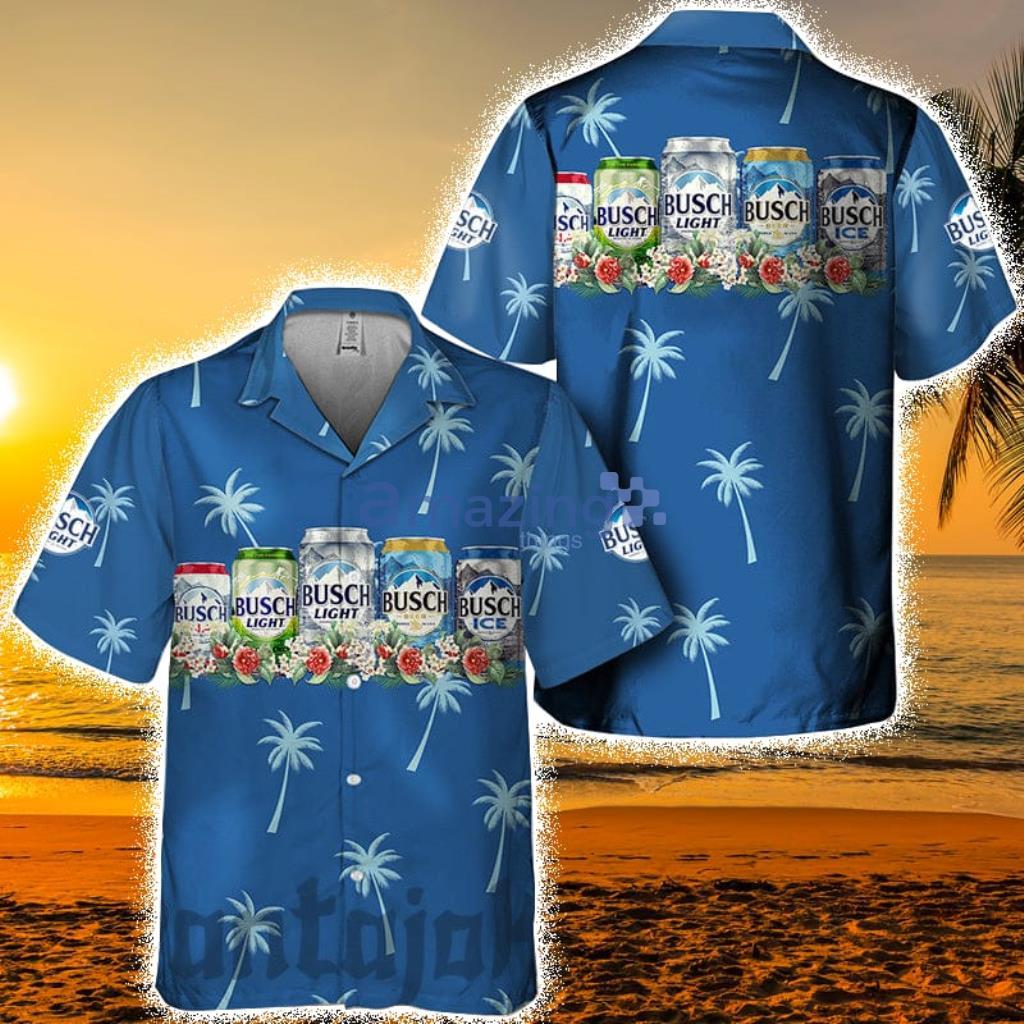 Blue Palm Tree Busch Light Hawaiian Shirt For Men And Women Product Photo 1