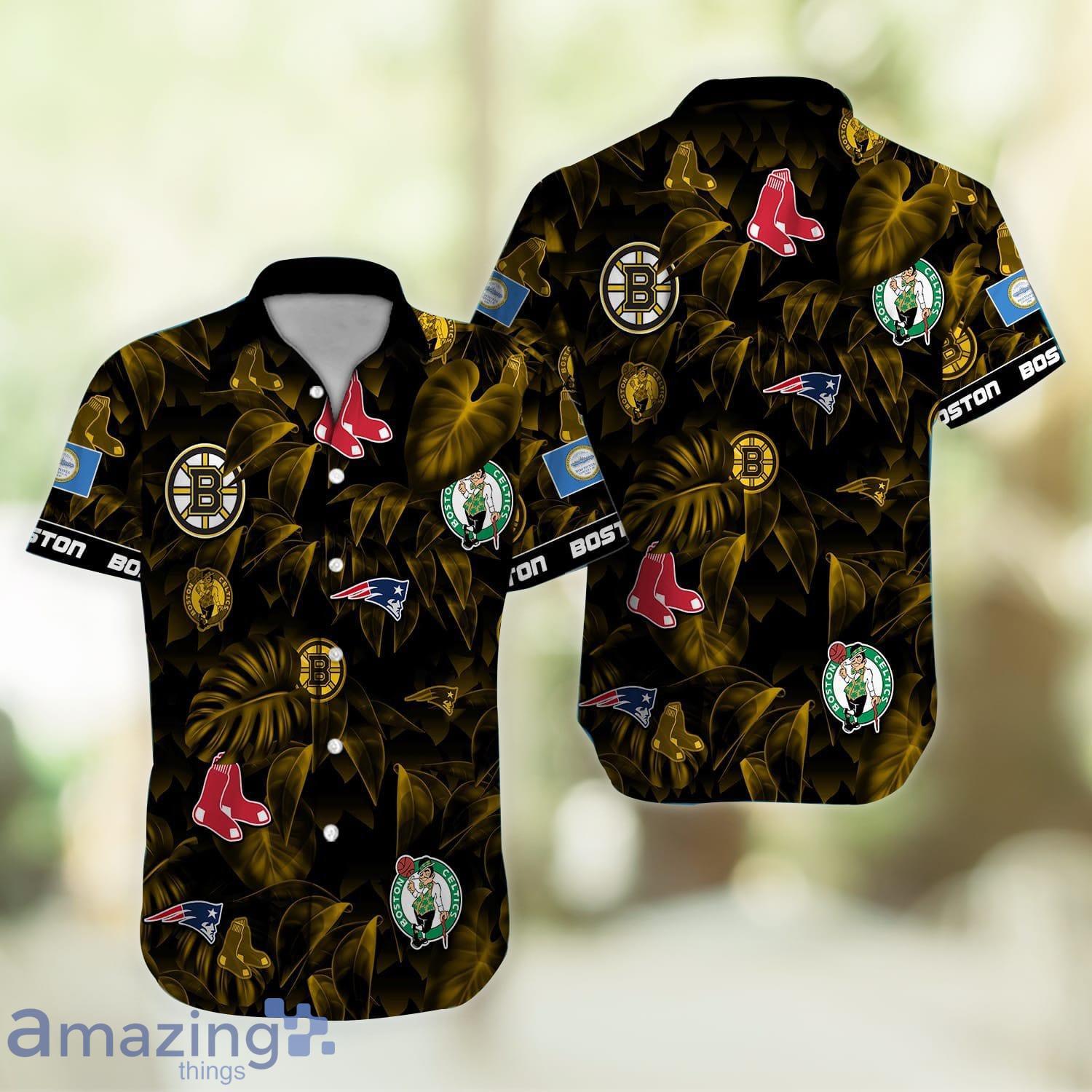 Boston 3D Leaf Print Hawaiian Shirt For Men And Women Product Photo 1