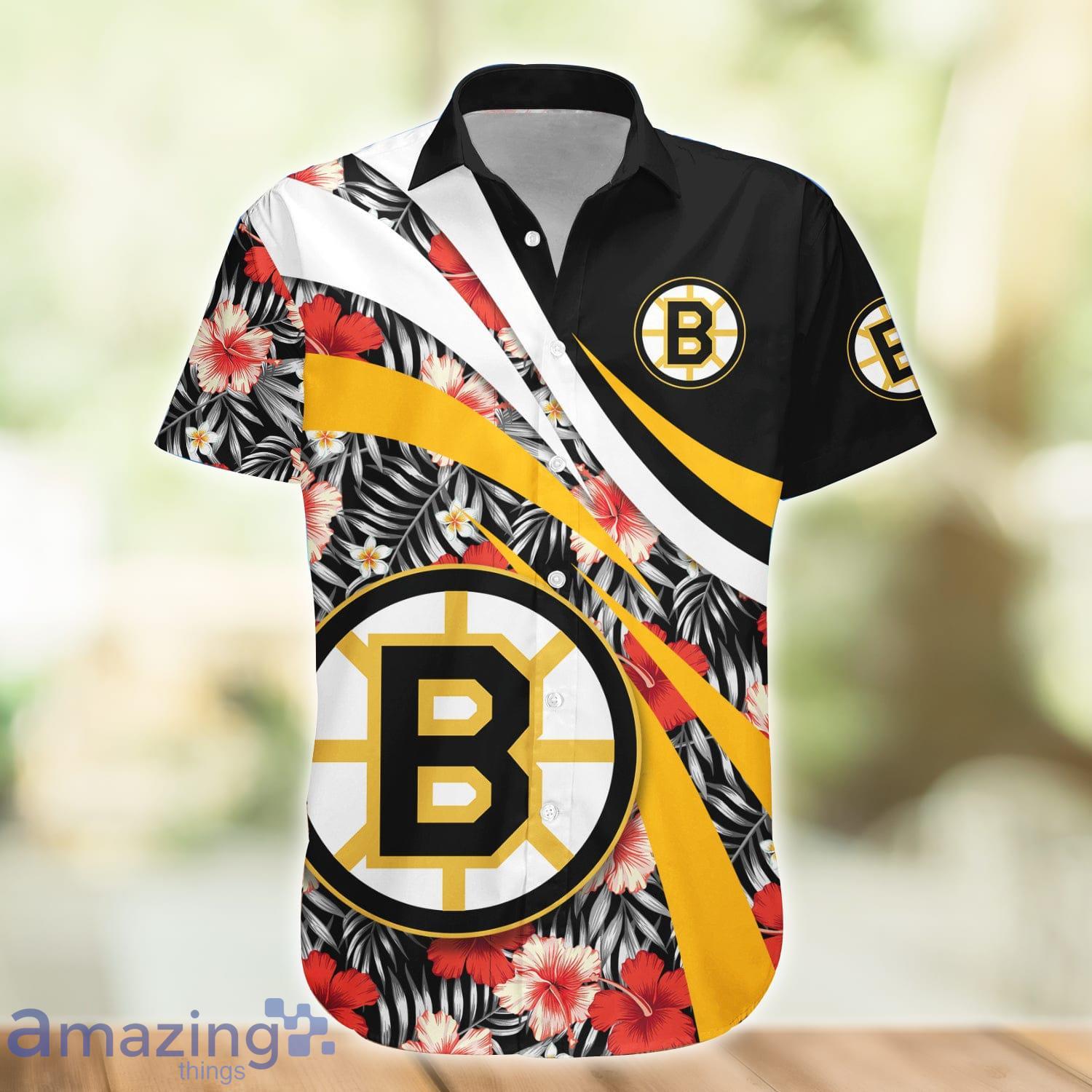 Boston Bruins NHL Hibiscus Flower Pattern Aloha Hawaiian Shirt Product Photo 1