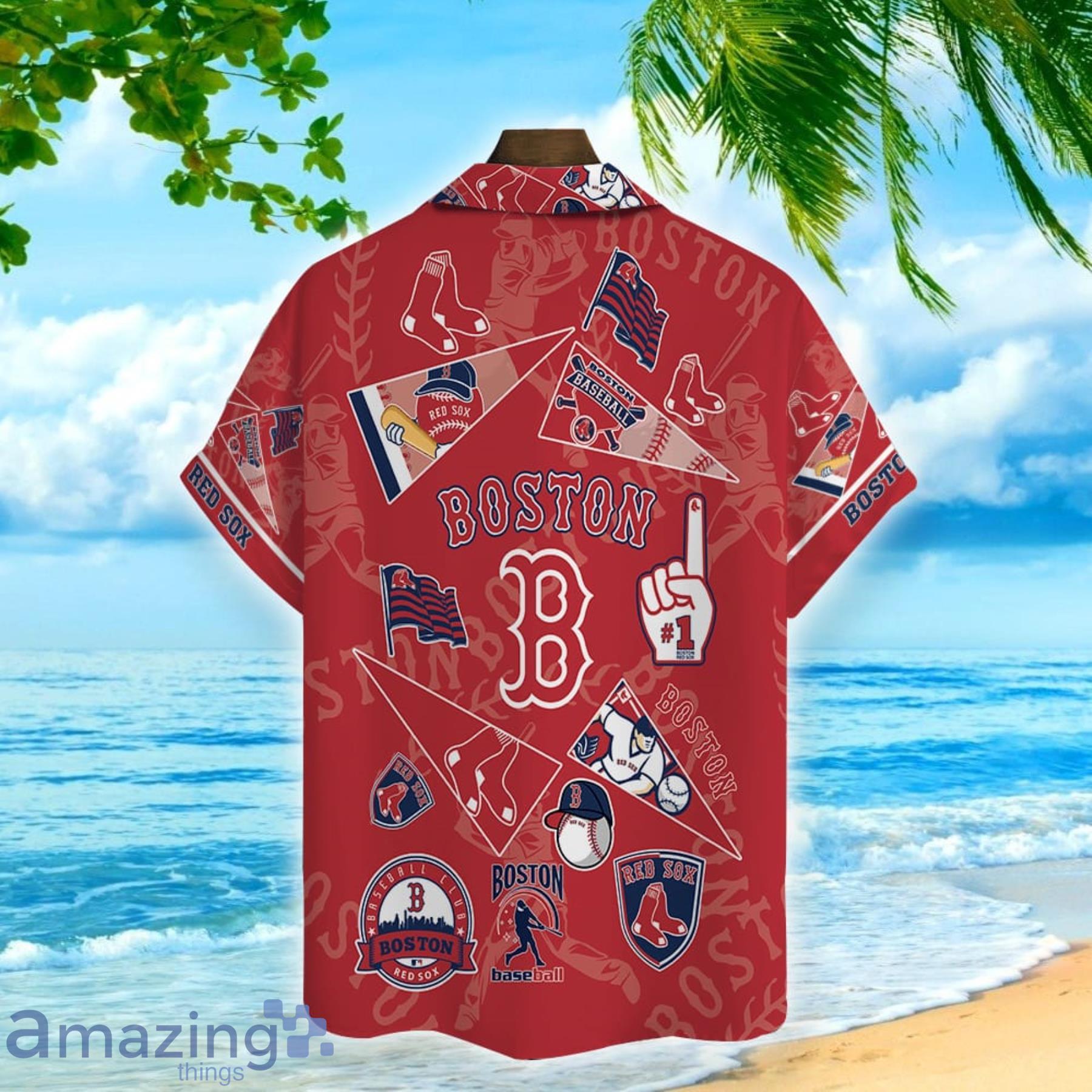Boston Red Sox Major League Baseball Logo 3D Print Hawaiian Shirt For Men  And Women