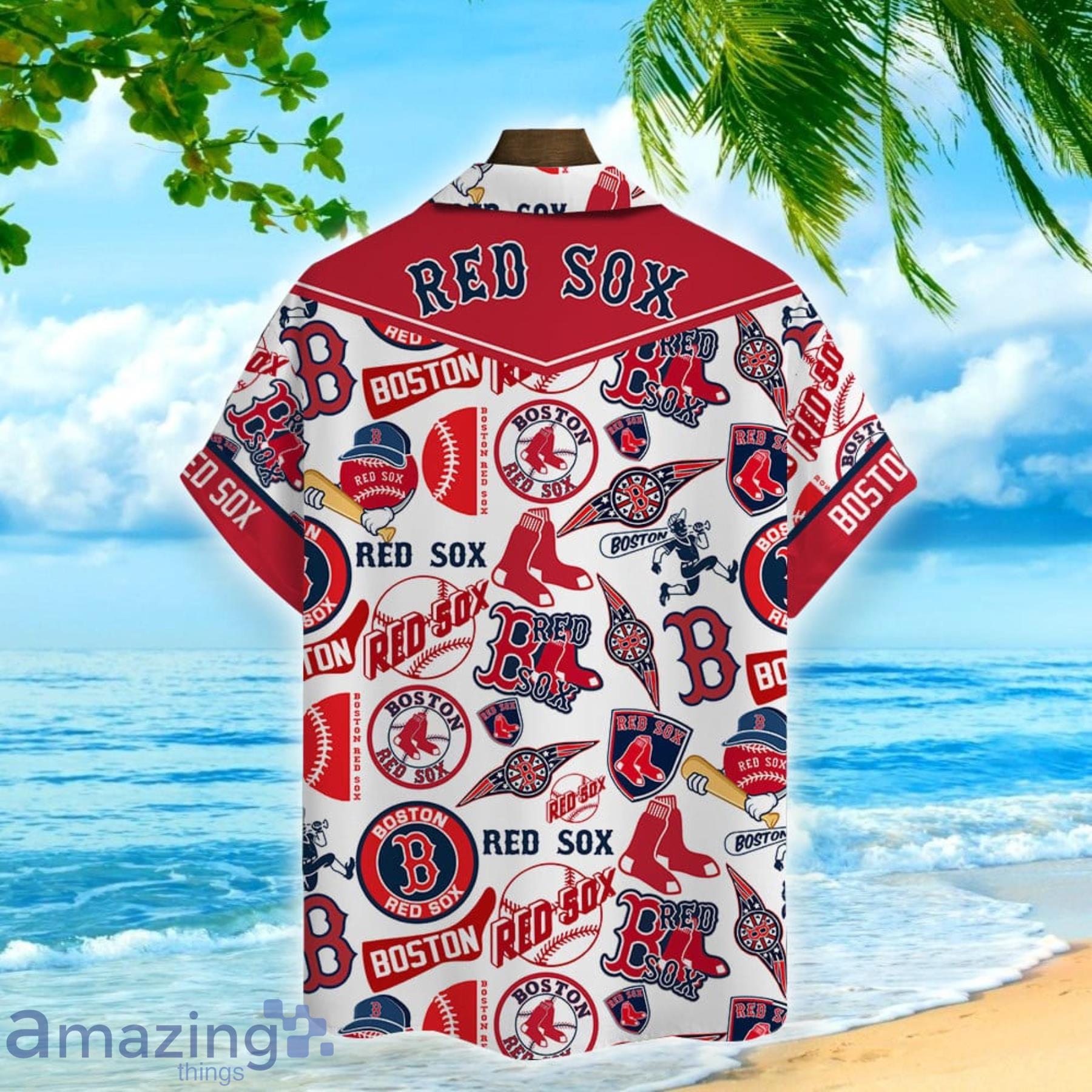 Baseball American Hawaii Shirt Tropical Beach Tree Boston Red Sox