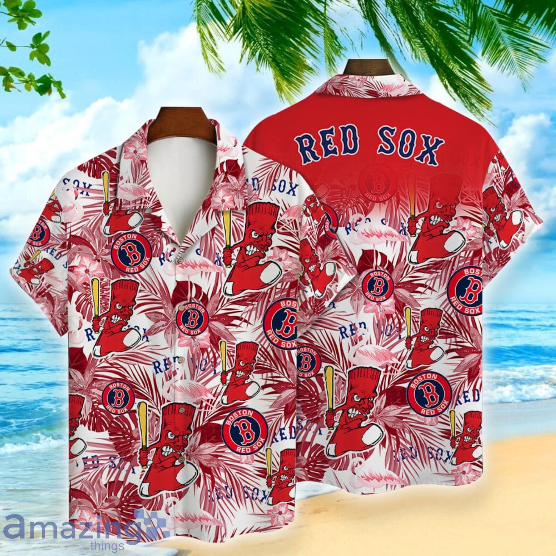 Boston Red Sox MLB Mens Floral Button Up Shirt